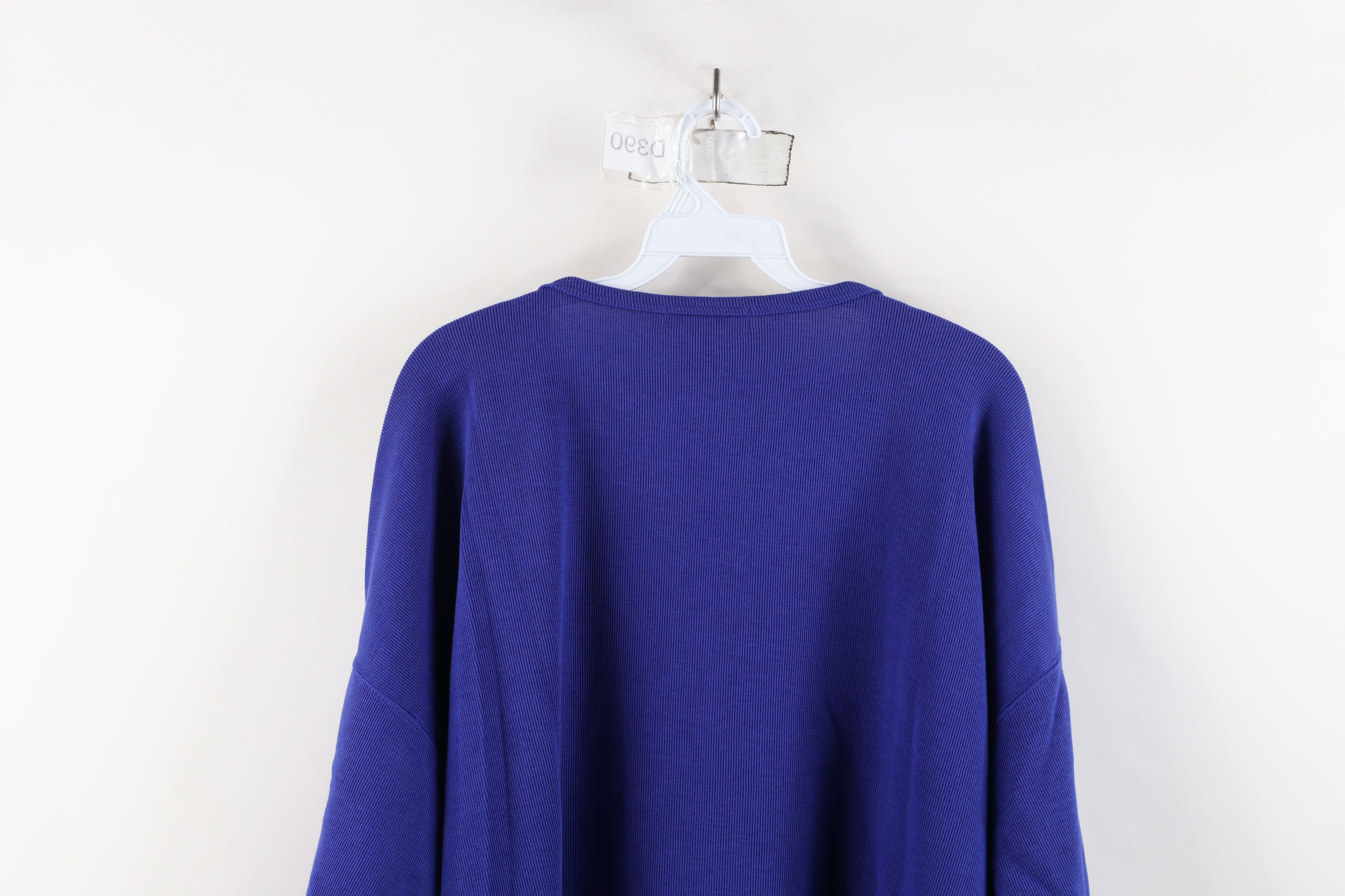 Express × Vintage Deadstock Vintage 90s Express Ribbed Knit T-Shirt Blue Size L / US 10 / IT 46 - 9 Thumbnail