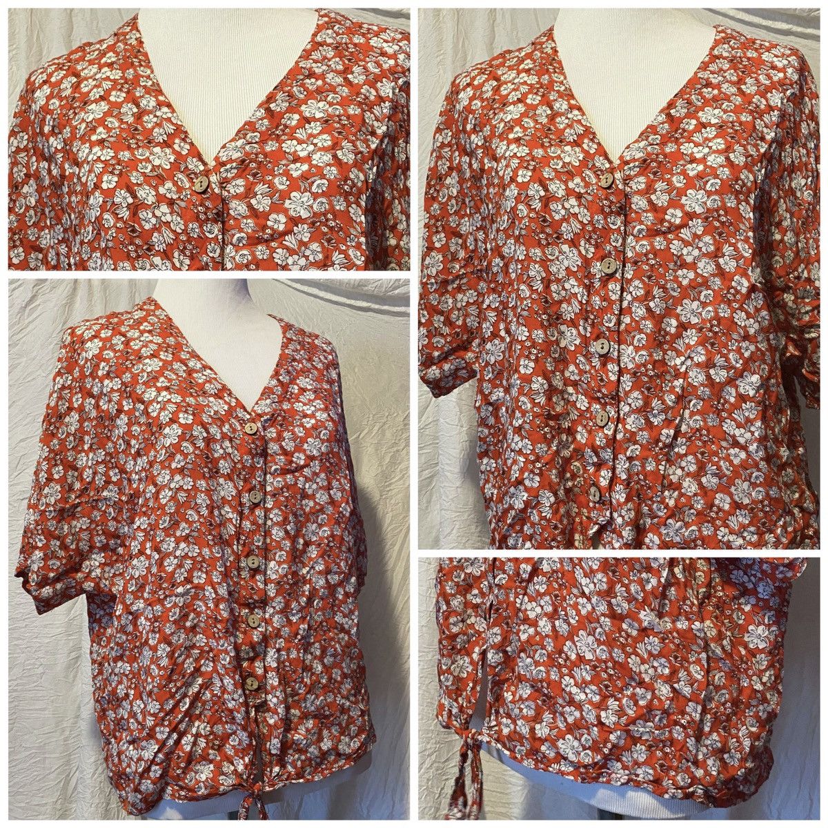 Other Cynthia Rowley, Poppy, Floral, Button Down Blouse Size L / US 10 / IT 46 - 9 Thumbnail