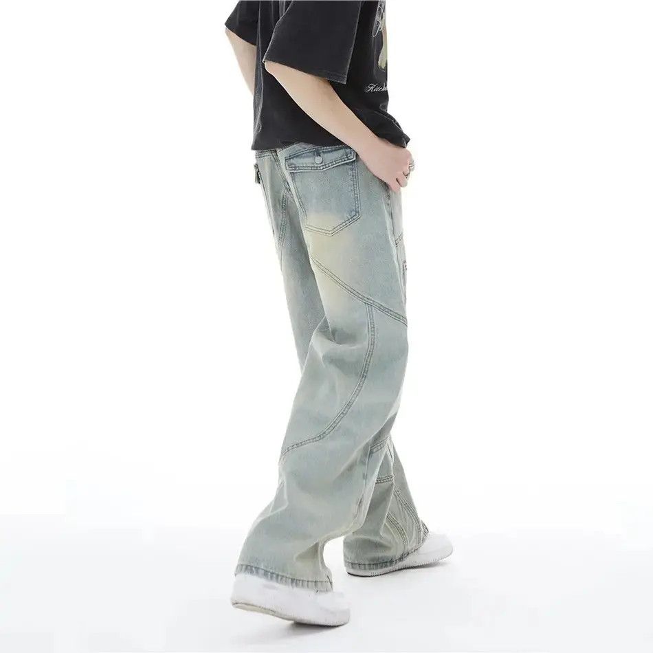 Japanese Brand × Jean Topstitched Seam Baggy Flared Jeans Men y2k Size US 32 / EU 48 - 3 Thumbnail