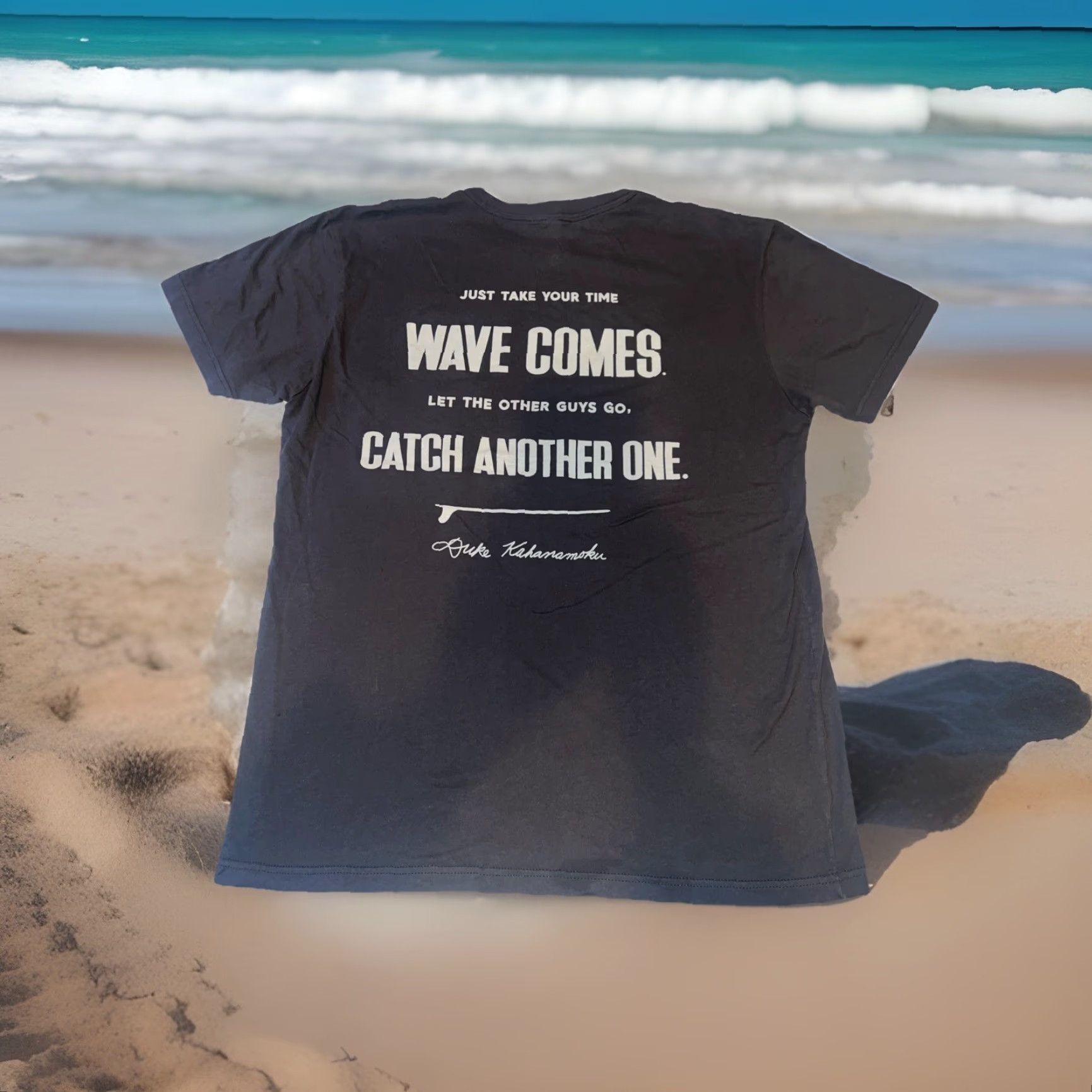 Next Level VINTAGE Duke Kahanamoku Surfer Wave Comes Catch Another One Shirt Adult Large Gray New Size US L / EU 52-54 / 3 - 2 Thumbnail