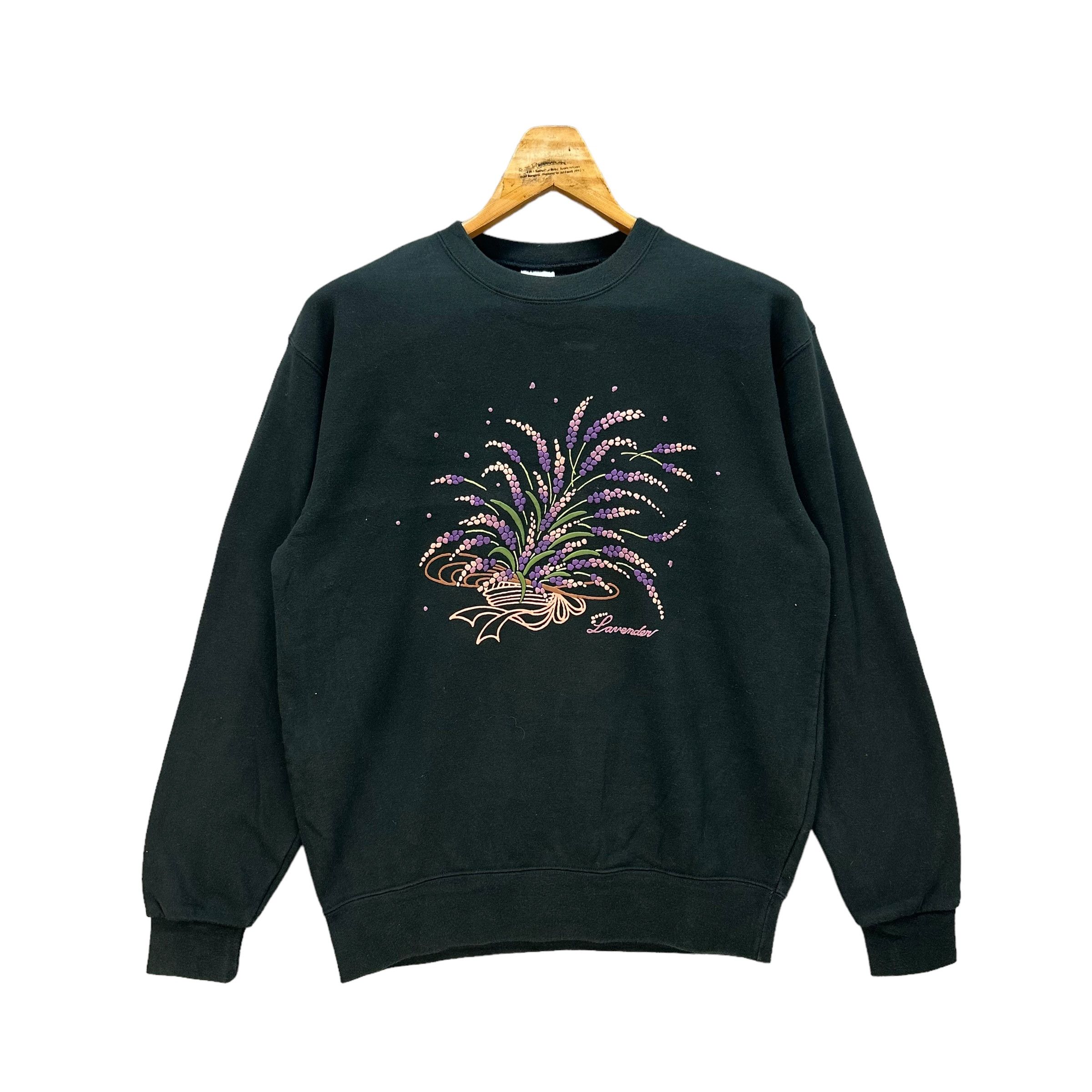 Vintage LAVENDER FLOWERS GRAPHIC SWEATSHIRTS #8801-028 Size US M / EU 48-50 / 2 - 1 Thumbnail