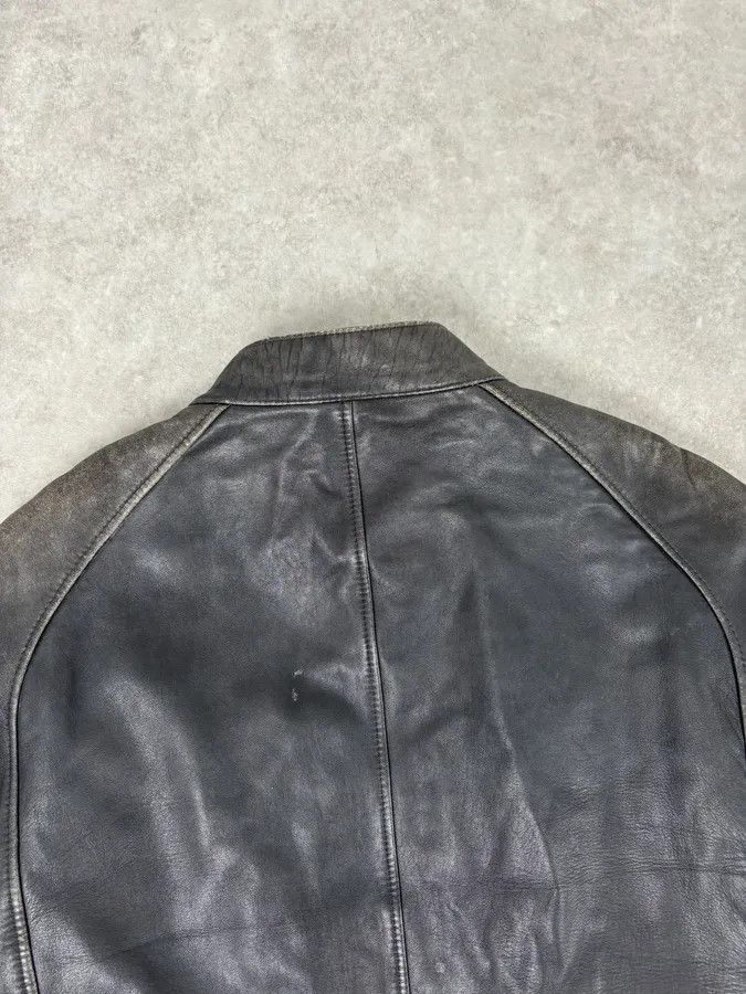 Hugo Boss Hugo Boss Dark Grey Leather Blouson Padded Moto Jacket Size US L / EU 52-54 / 3 - 6 Thumbnail