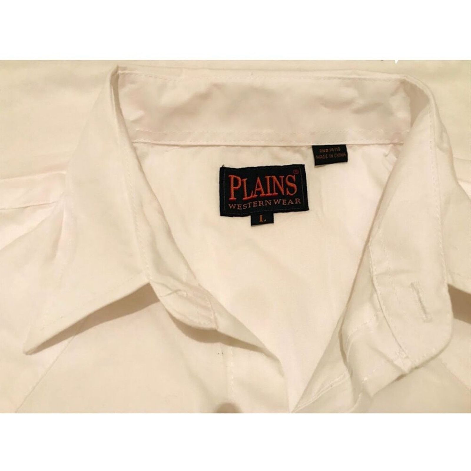 The Unbranded Brand NWOT Plains Western Wear Men`s Shirt White Button Down L Size US L / EU 52-54 / 3 - 3 Thumbnail