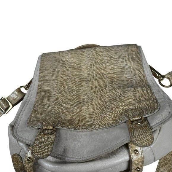 Genuine Leather CC Skye Onie Messenger Crossbody Bag Snake Embossed in Beige Size ONE SIZE - 11 Thumbnail