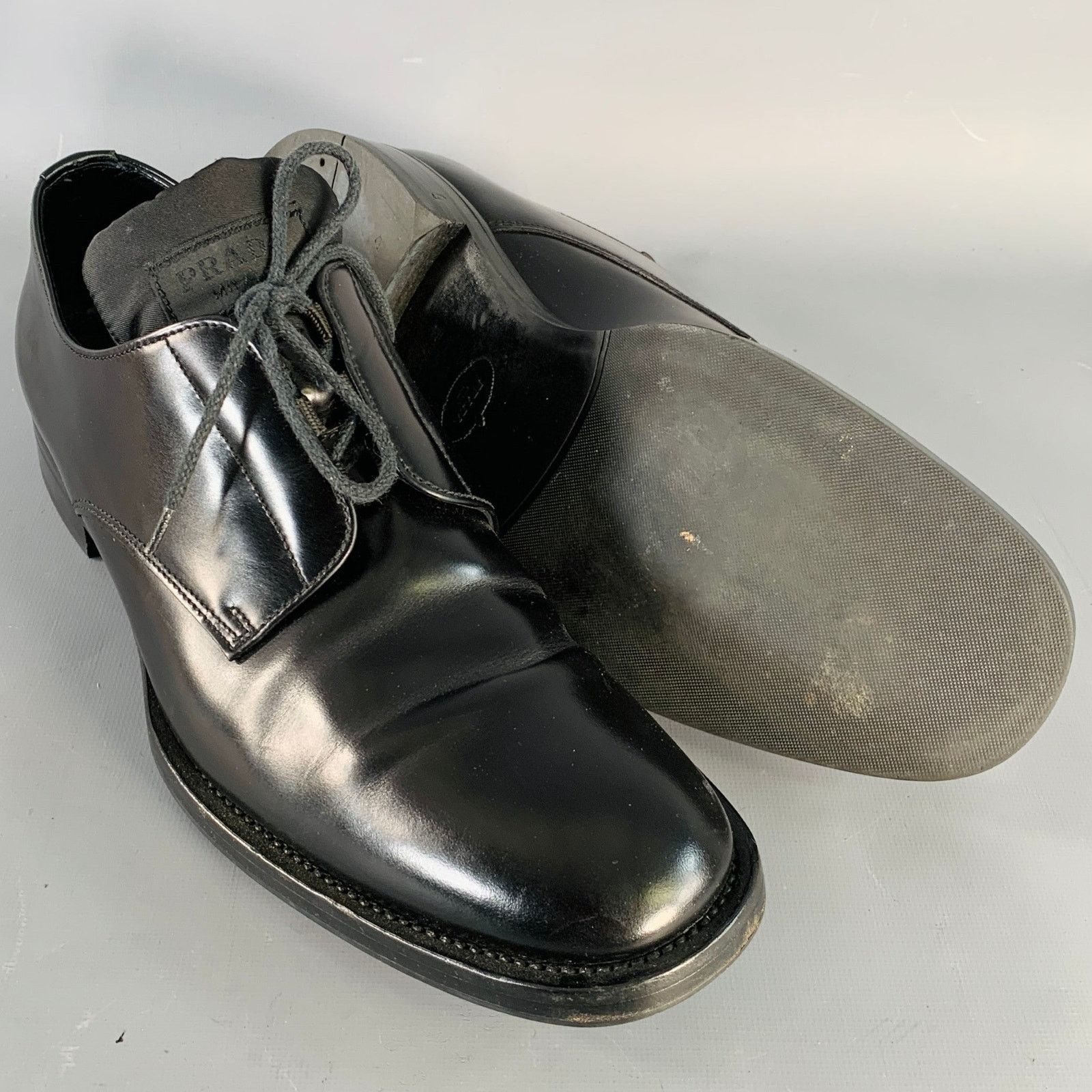 Prada PRADA Size 10 Black Leather Nylon Derby Lace-Up Shoes Size US 10 / EU 43 - 5 Thumbnail