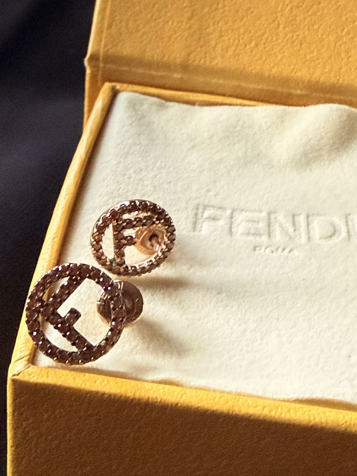 Fendi AUTHENTIC FENDI Rhinestone Rose Gold Earrings Size ONE SIZE - 5 Thumbnail