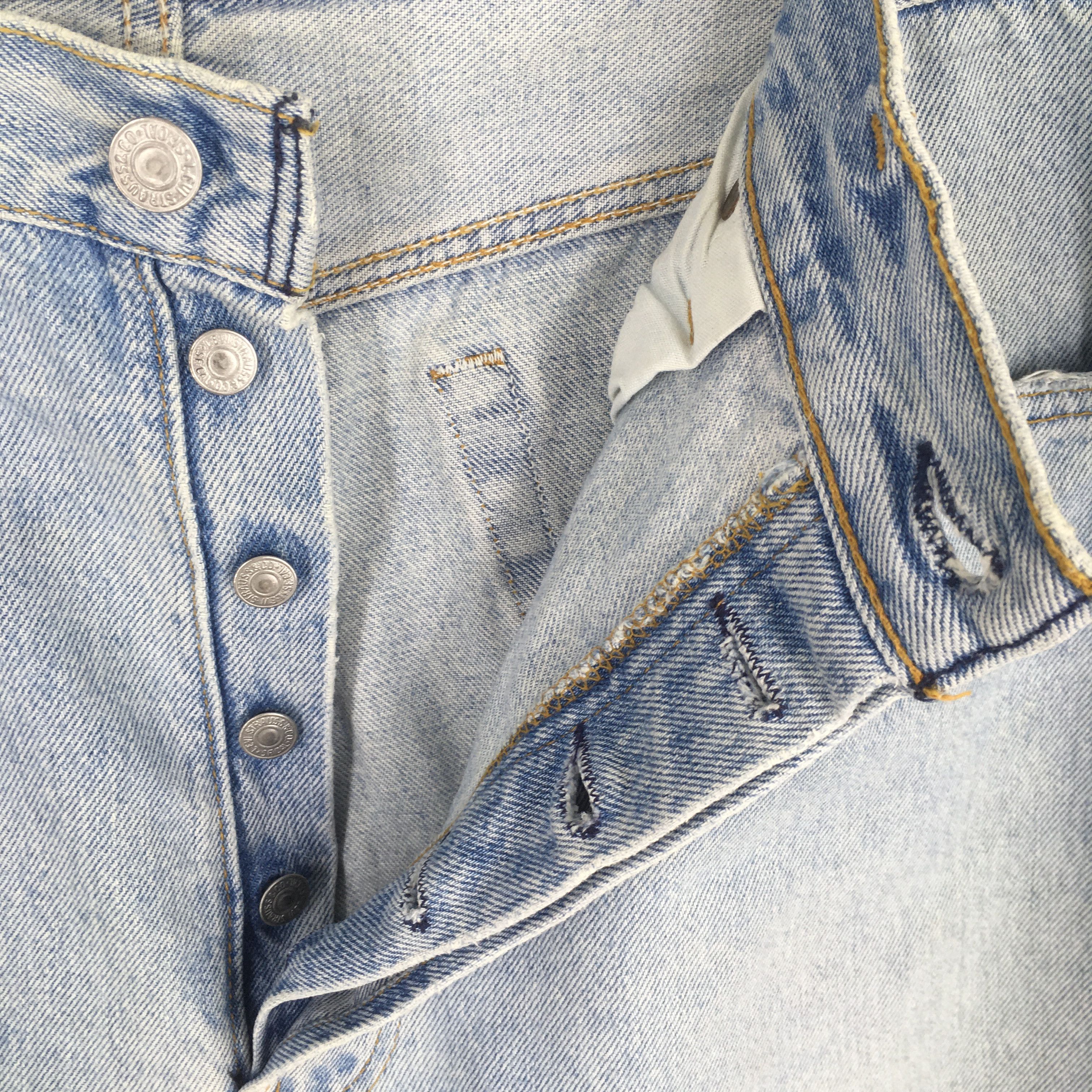 Size 34x29 Vintage 90s Levi's 501 Faded Pale Blue Jeans