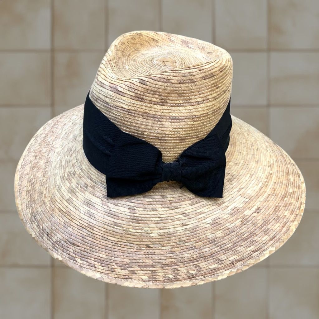Vintage VINTAGE TULA Wide Brim Sun Hat Bow Women's One Size Straw Cap Fedora Hat Beige Sun Hat Womens One Size Beig e BO W Size ONE SIZE - 1 Thumbnail