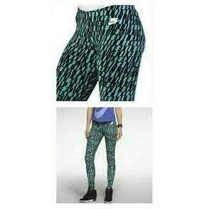Nike Nike Printed Mid Rise Black Teal Turquoise Medium Leg-A-See Size 28" / US 6 / IT 42 - 1 Thumbnail