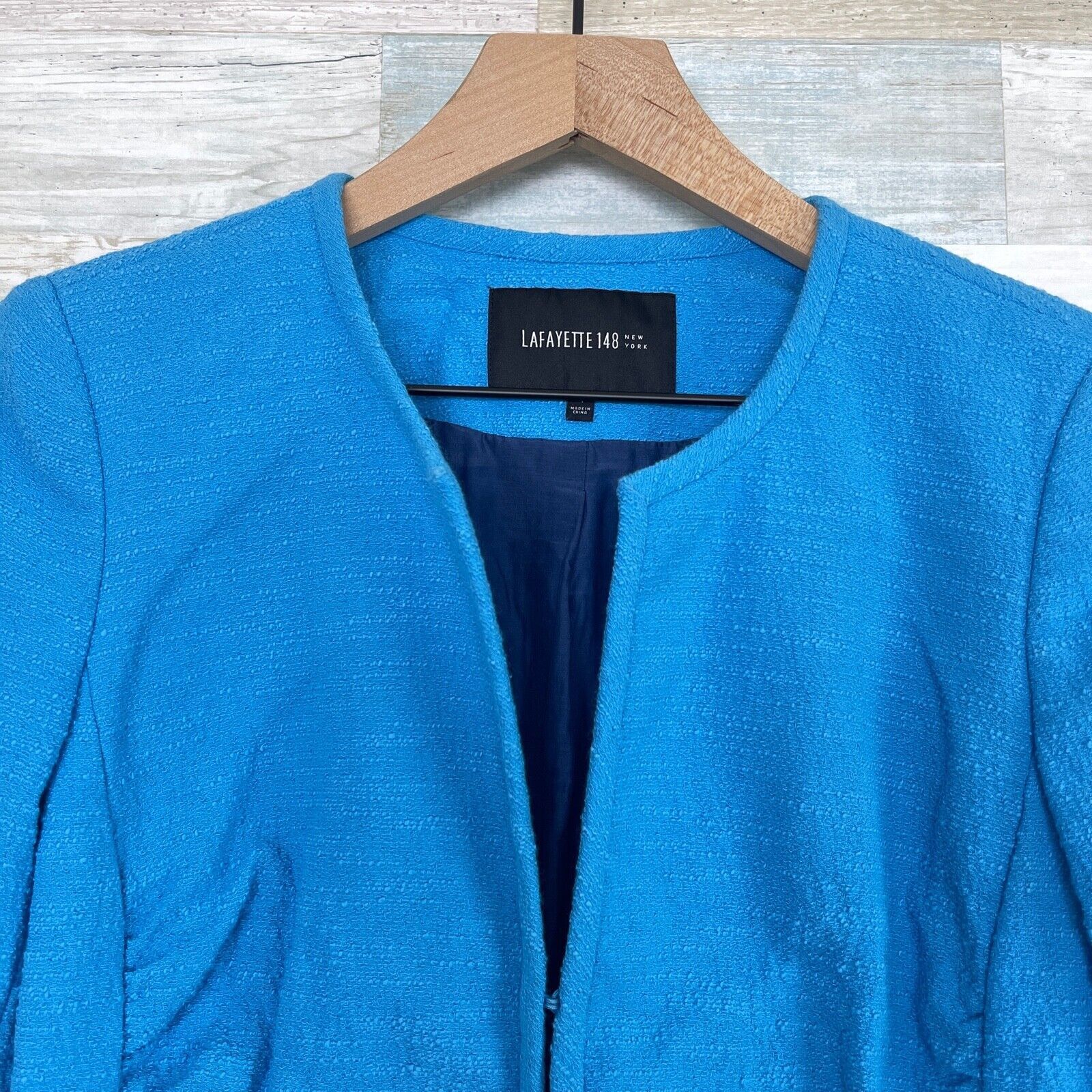 Lafayette 148 Lafayette 148 NY Textured Blazer Jacket Blue Ruched 4 Size S / US 4 / IT 40 - 2 Thumbnail