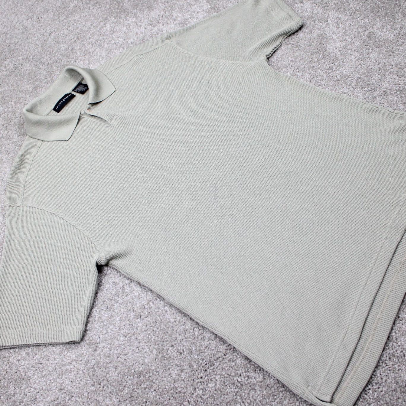 Vintage Jhane Barnes Polo Shirt Mens Medium Beige Silk/Polyester Textured S/S Pullover Size US M / EU 48-50 / 2 - 6 Thumbnail