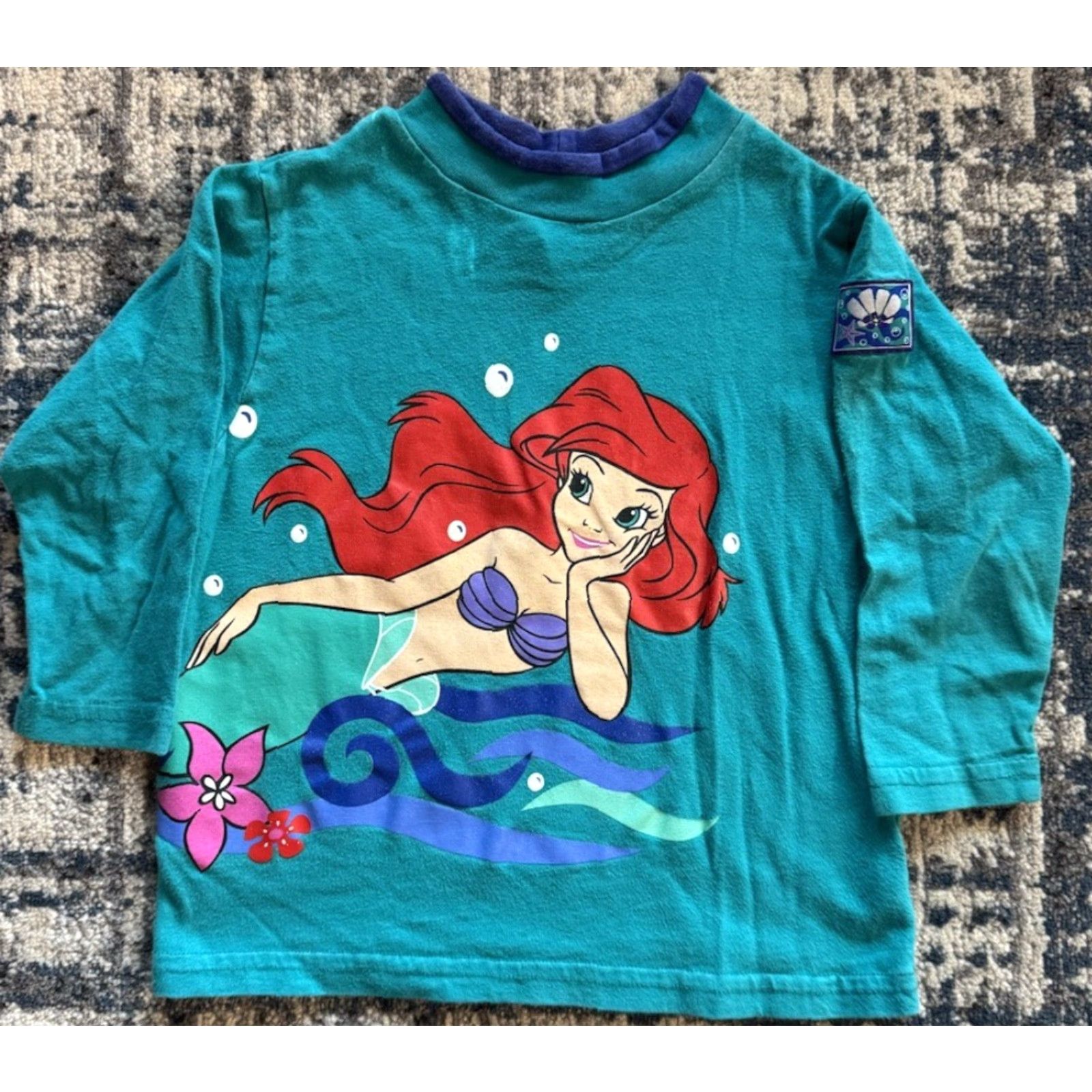 Disney VINTAGE Disney The Little Mermaid Long Sleeve T Shirt 5-6 Girls Teal Cotton Blend 1990s Sportswear/Beach Movie Promo Size US S / EU 44-46 / 1 - 2 Thumbnail