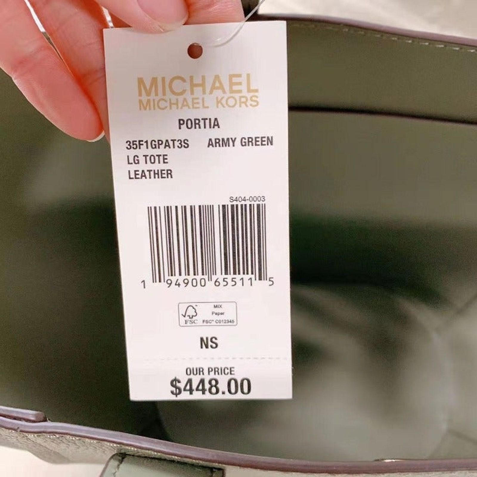 Michael Kors Michael Kors 35F1GPAT3S Portia Large Bucket Bag Army Green Size ONE SIZE - 6 Thumbnail