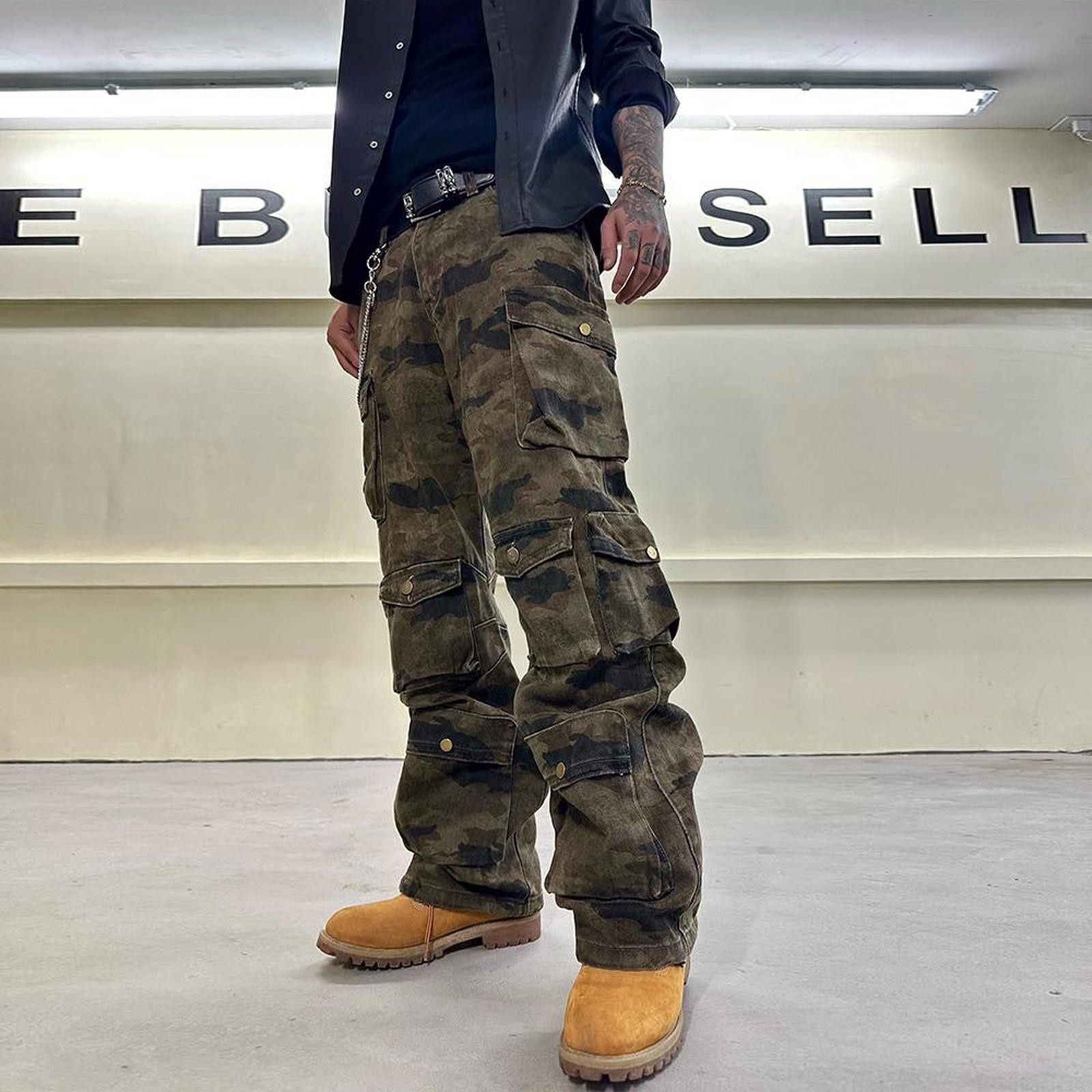 Japanese Brand Loose Camo Pants – Straight Leg, Streetwear Workwear Size US 30 / EU 46 - 4 Thumbnail