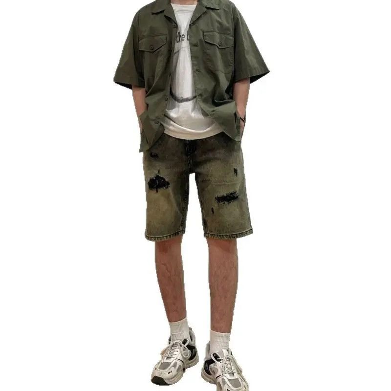 Japanese Brand Retro loose ripped denim shorts Size US 30 / EU 46 - 5 Thumbnail