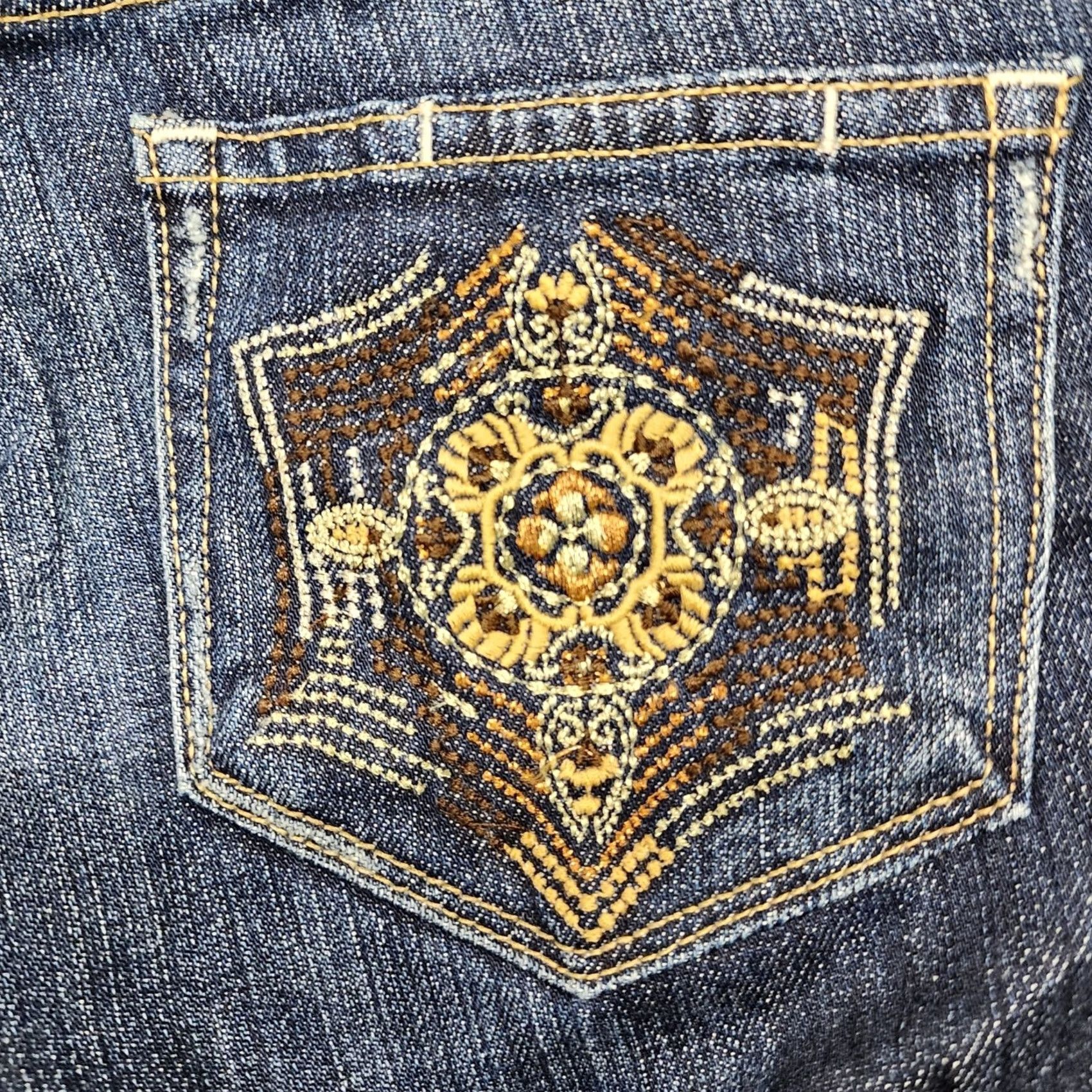 Paige Paige Jeans Womens 31x33 Blue Premium Denim MELROSE Slim Straight Embroidery Jeans Mens Women Girls Size 24" / US 00 / IT 34 - 5 Thumbnail