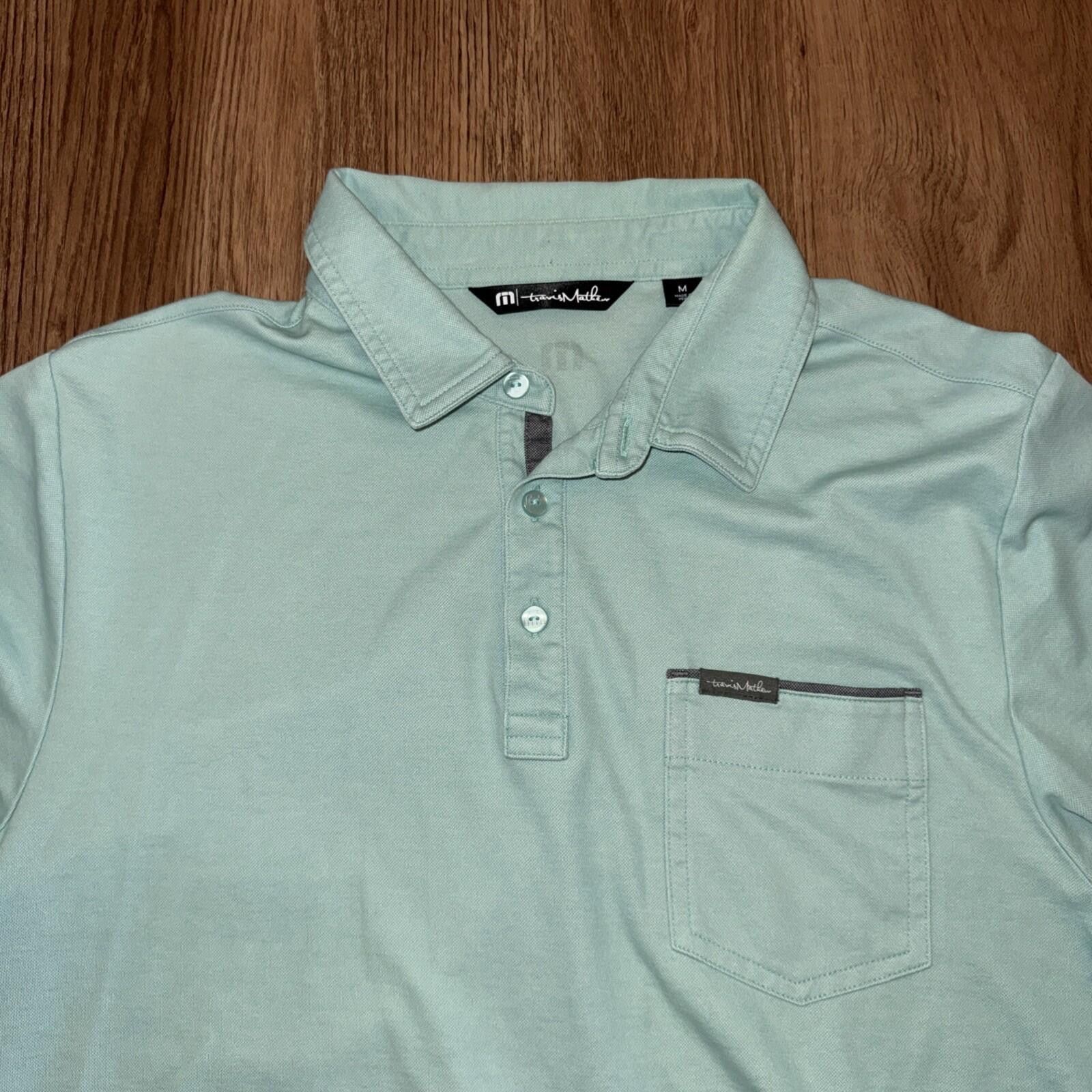 TravisMathew Travis Mathew Sz M Solid Light Green Polo Pima Cotton Blend Size US M / EU 48-50 / 2 - 2 Thumbnail