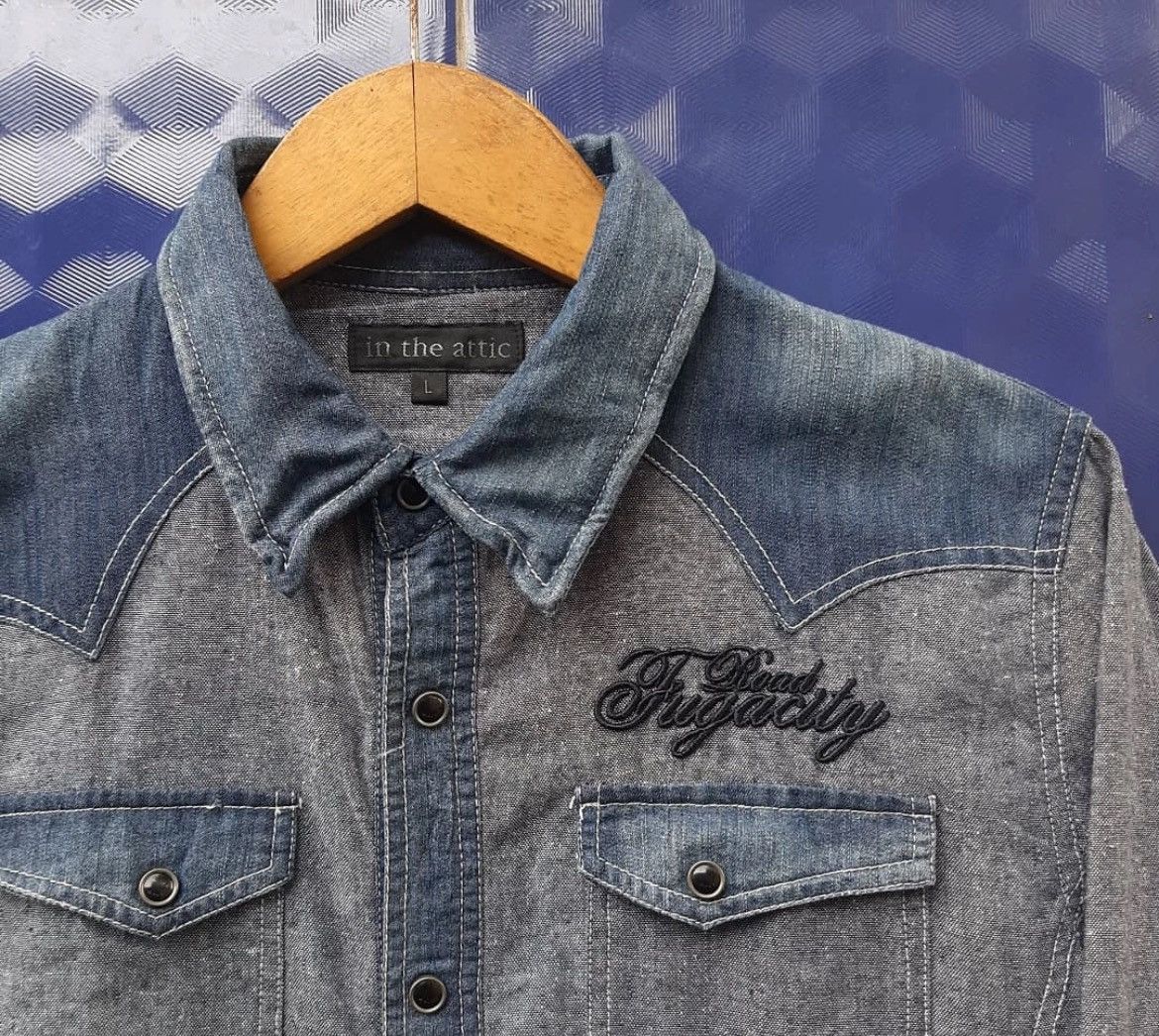 Hysteric Glamour 2000s In Tne Attic Japanese Poem Snap Denim Shirt y2k Size US M / EU 48-50 / 2 - 3 Thumbnail