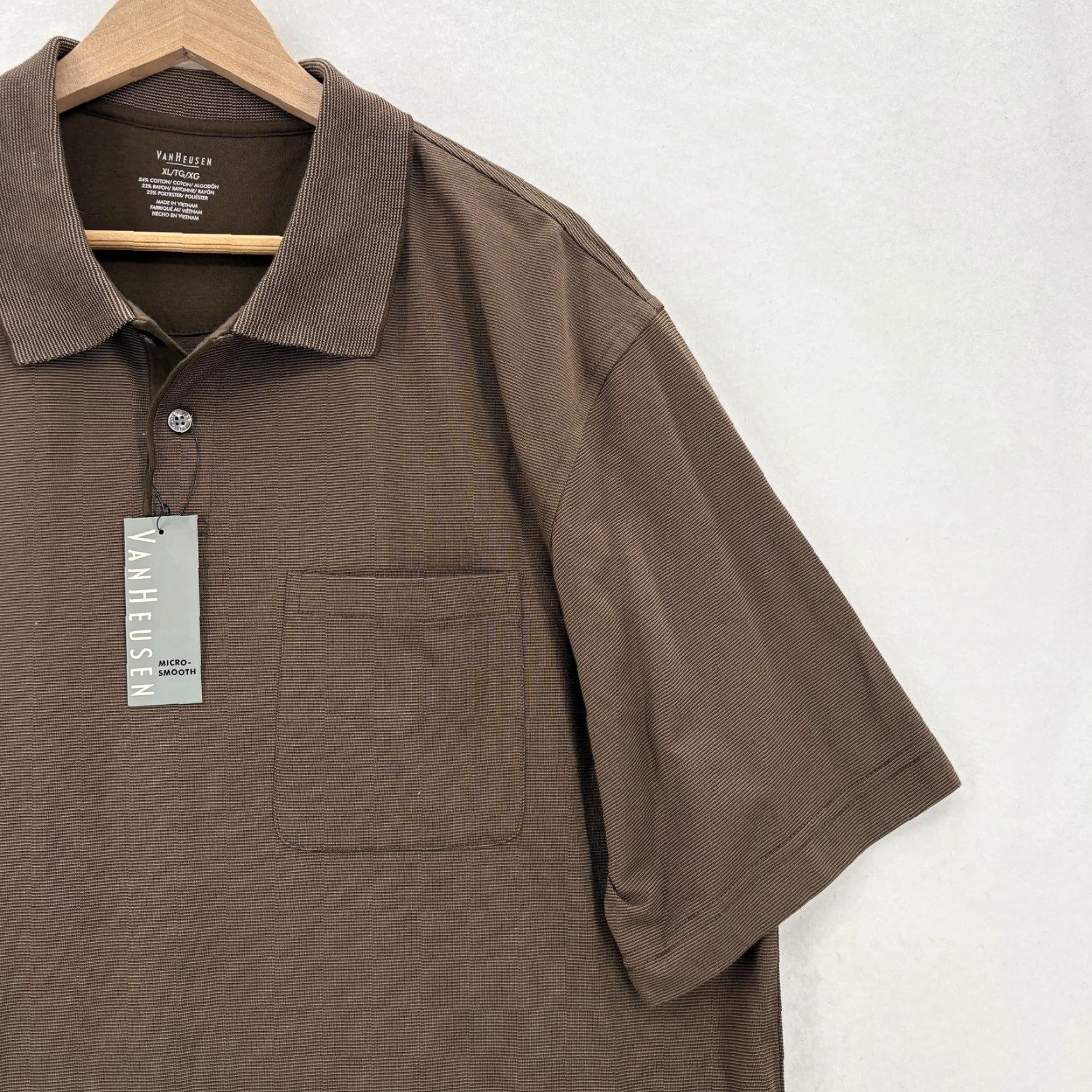 Van Heusen VAN HEUSEN Polo Shirt Mens XL Brown Fundamentals Casual Knit Polo Shirt Mens XL Brown Size US XL / EU 56 / 4 - 2 Thumbnail