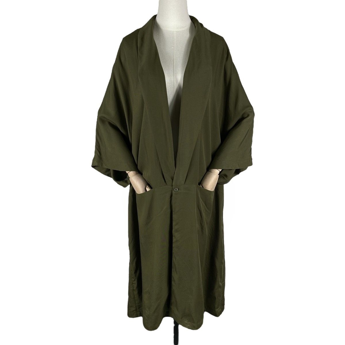 Limi Feu LIMI FEU Yohji Yamamoto Olive Green Kimono Coat Long Robe Size S / US 4 / IT 40 - 1 Thumbnail