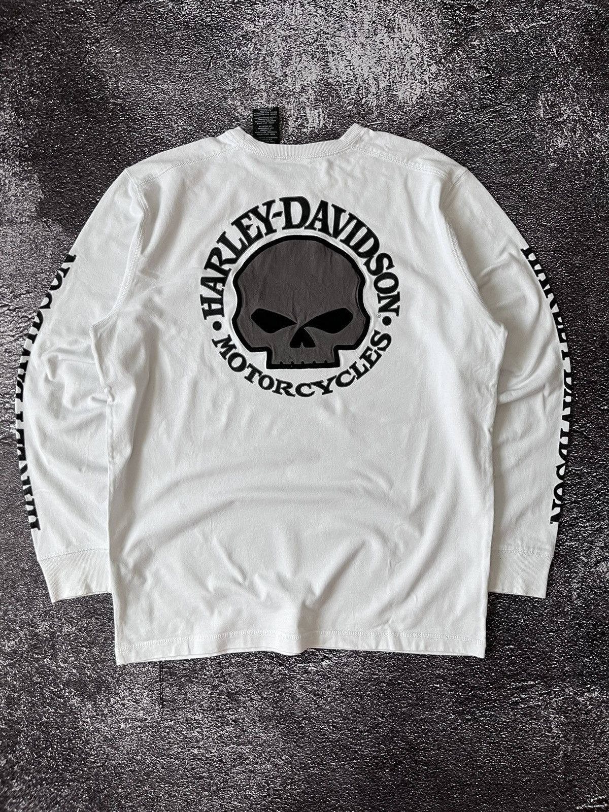 Harley Davidson Vintage Harley Davidson Big Logo Skull Long Sleeve Tee Size US L / EU 52-54 / 3 - 1 Thumbnail
