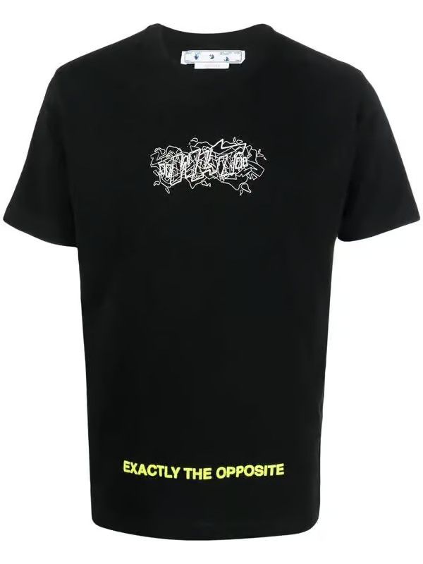 Off-White o1y0325 Logo Crewneck T-Shirt in Black Size US XXS / EU 40 - 1 Thumbnail