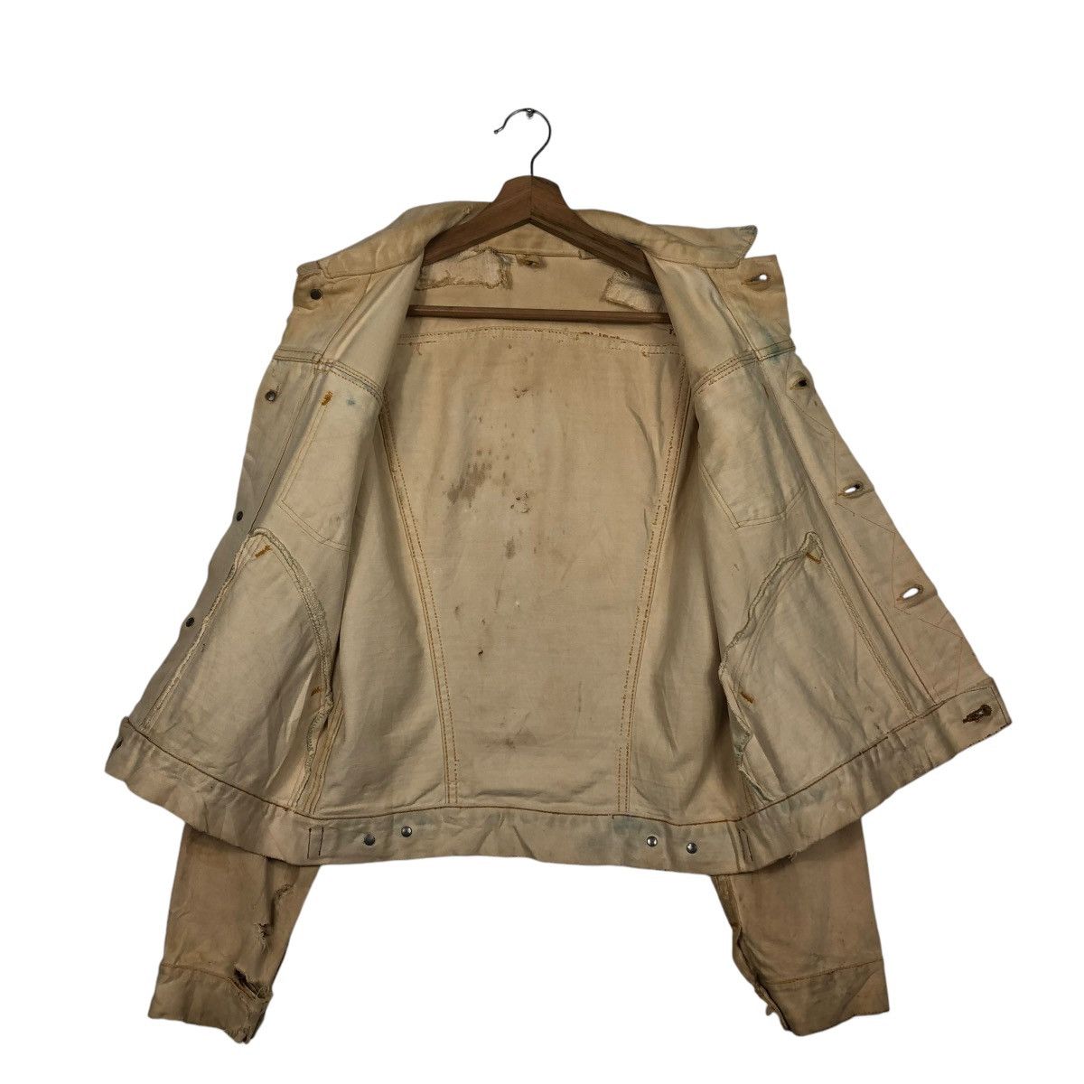 Vintage 🔥VINTAGE CROPPED DENIM BIKER JACKET UNION MADE DISTRESSED Size US M / EU 48-50 / 2 - 13 Thumbnail