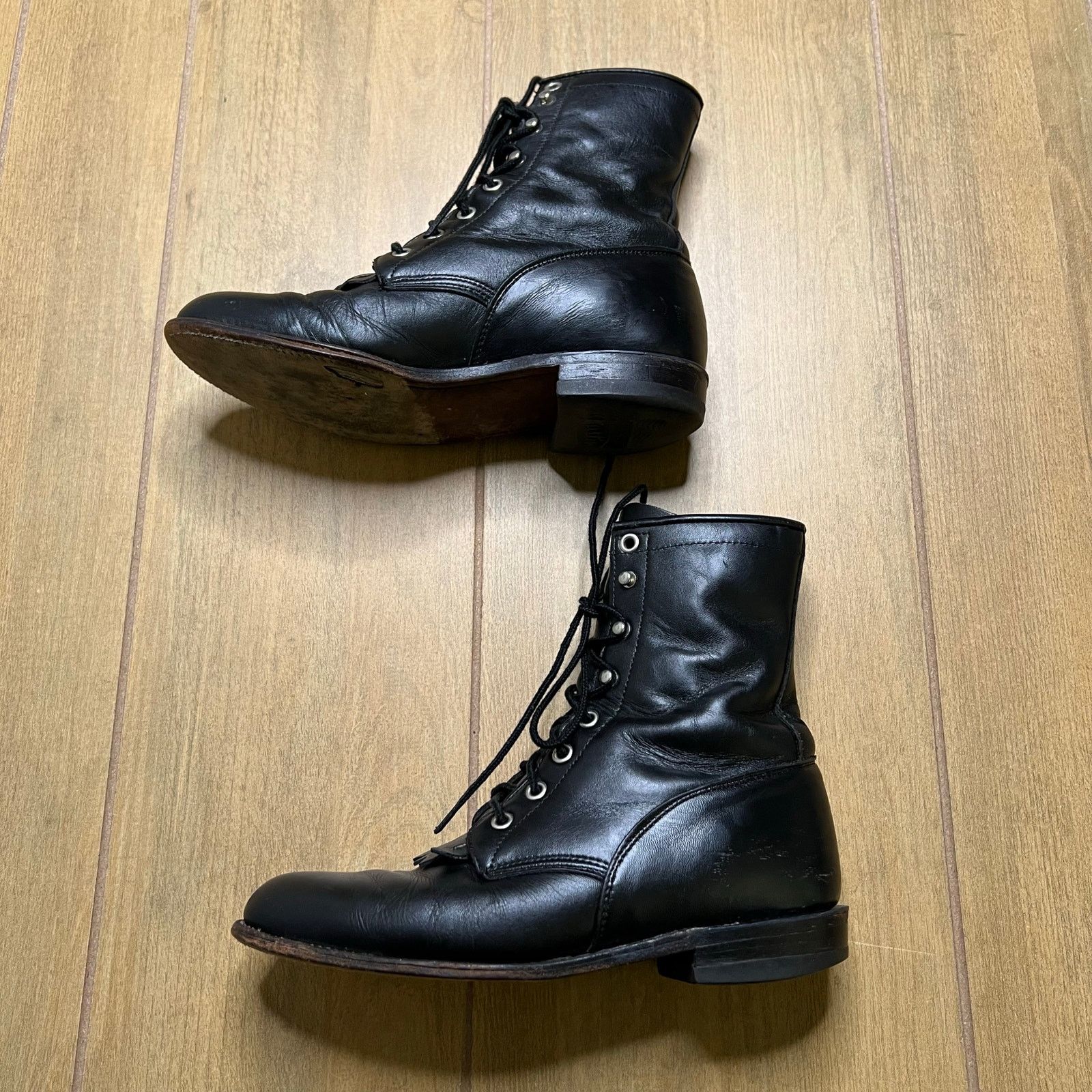 Justin Boots Justin Women’s Kiltie Packer Boots Black Leather 7 B USA Size US 7 / IT 37 - 5 Thumbnail