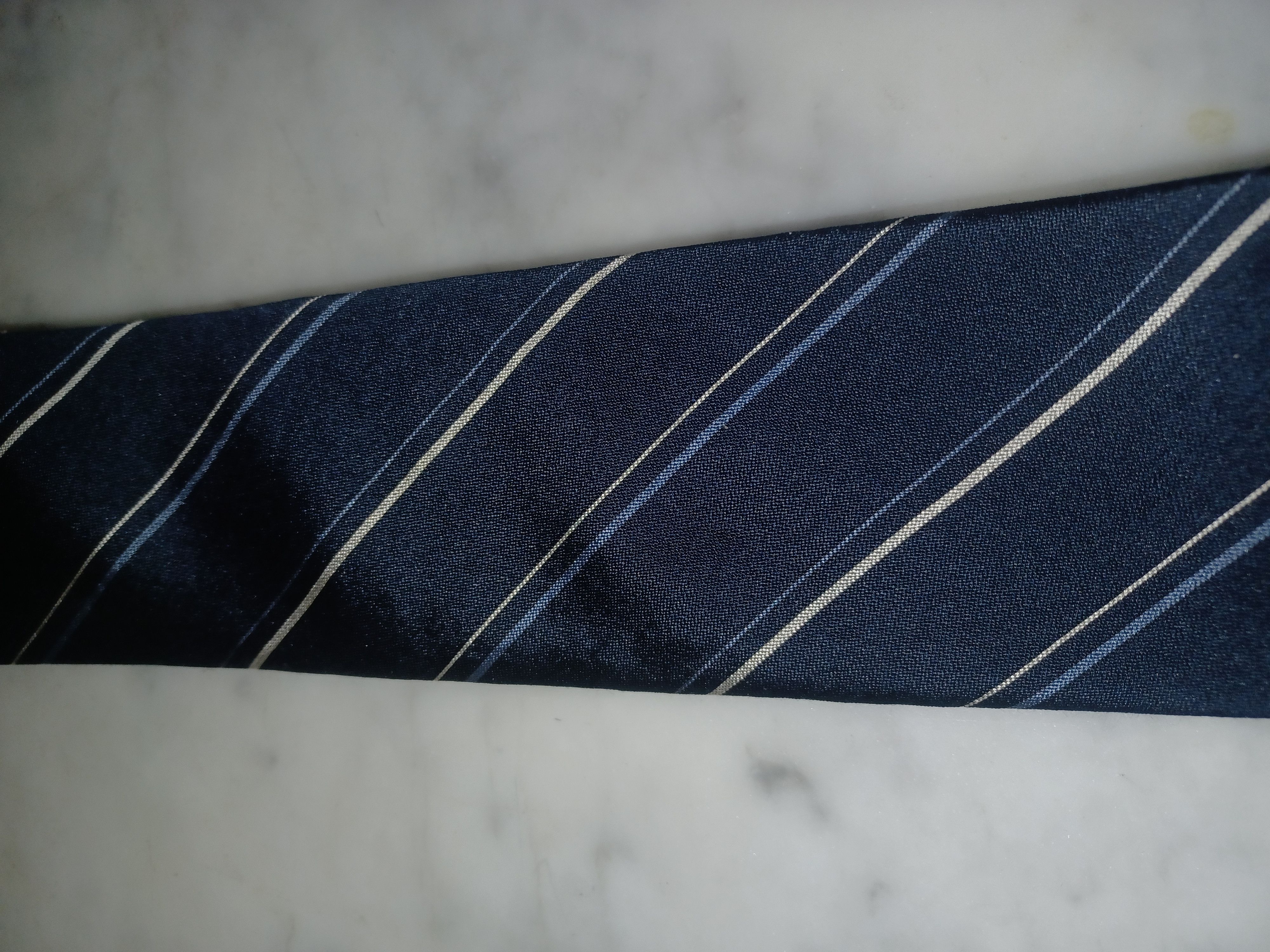 Oscar De La Renta Oscar de la Renta Men's 100% Silk Tie Navy Striped Size ONE SIZE - 4 Thumbnail