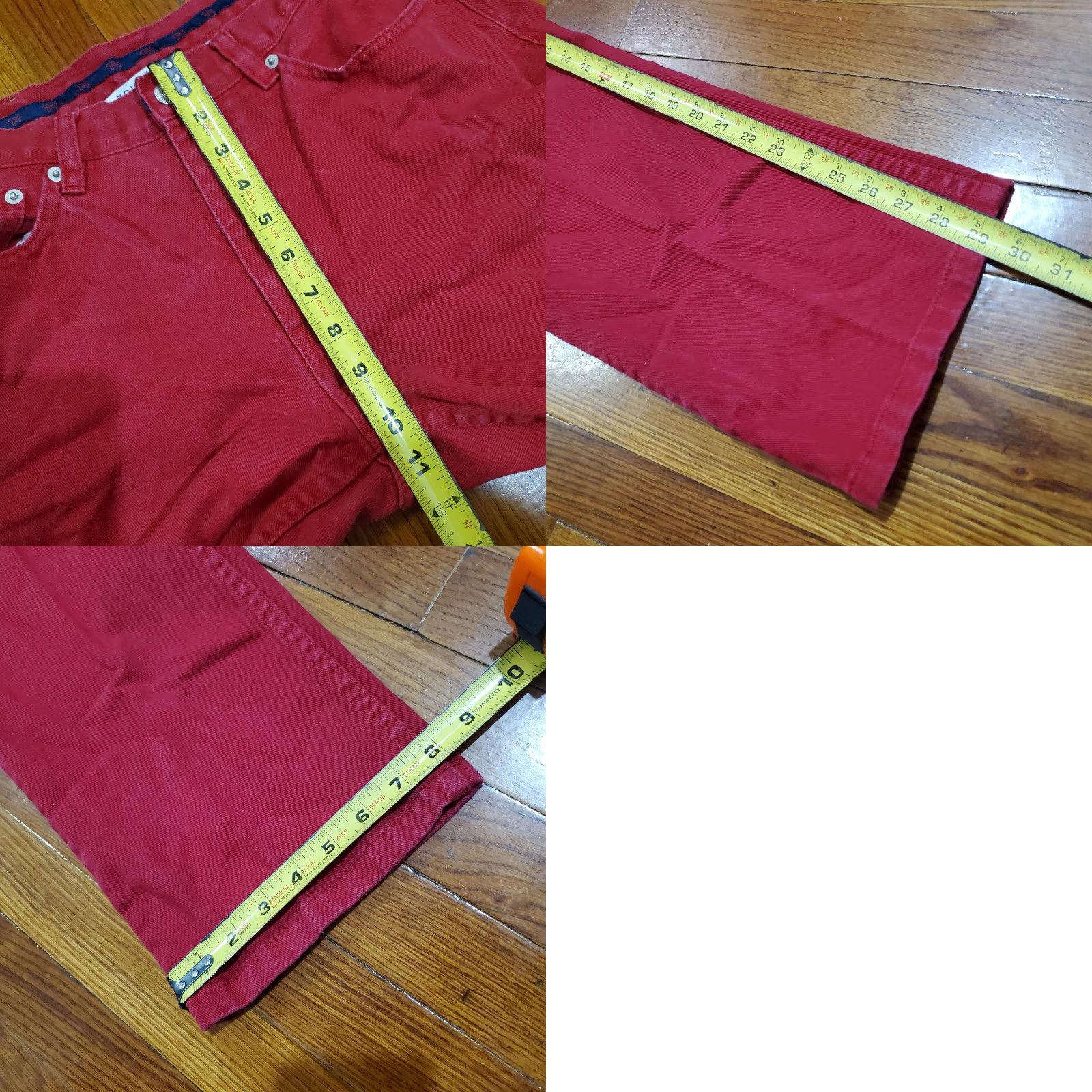 Tommy Hilfiger VINTAGE Tommy Hilfiger Jeans Womens 10 Red Straight Leg 5 Pocket Flag Logo Y2K pants denim Size 32" / US 10 / IT 46 - 9 Thumbnail