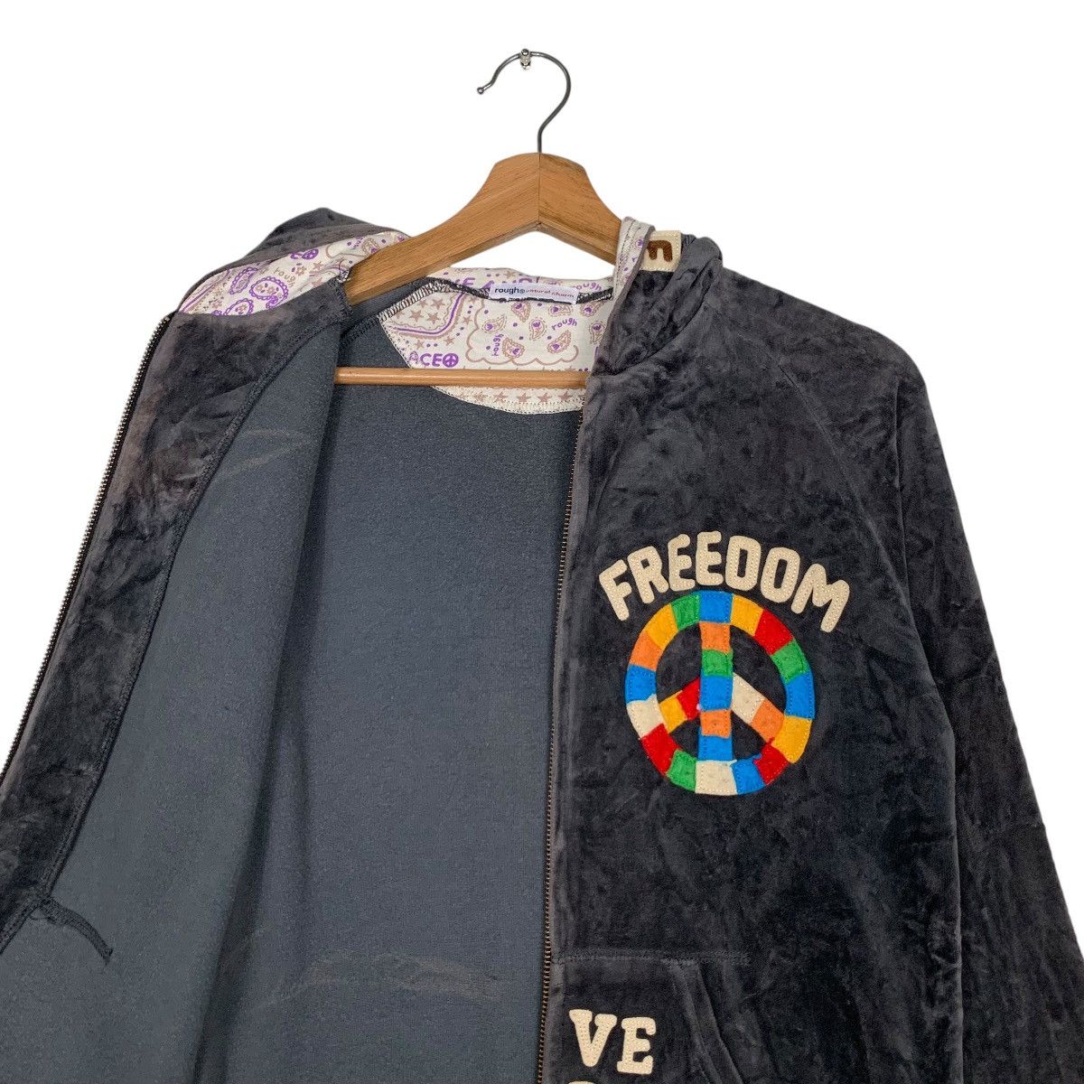 Japanese Brand ROUGH Union Made Freedom Velvet Zipper Hoodies #1545-C69 Size US M / EU 48-50 / 2 - 12 Thumbnail