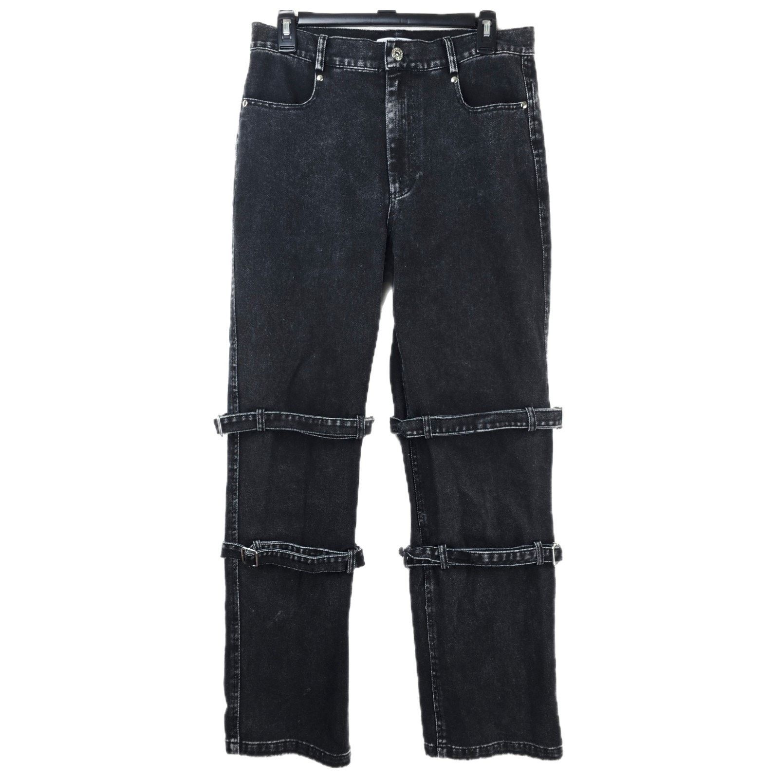 Other MODITEC Jeans 30x29 Black Buckle Strap Legs Goth Rave Emo Size US 30 / EU 46 - 1 Thumbnail