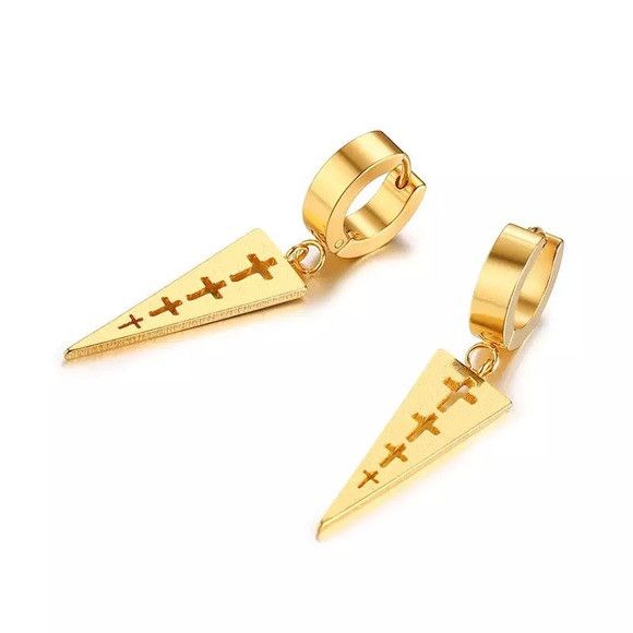 Other 1 Pair Stainless Steel Triangle Unisex Earring Size ONE SIZE - 3 Thumbnail