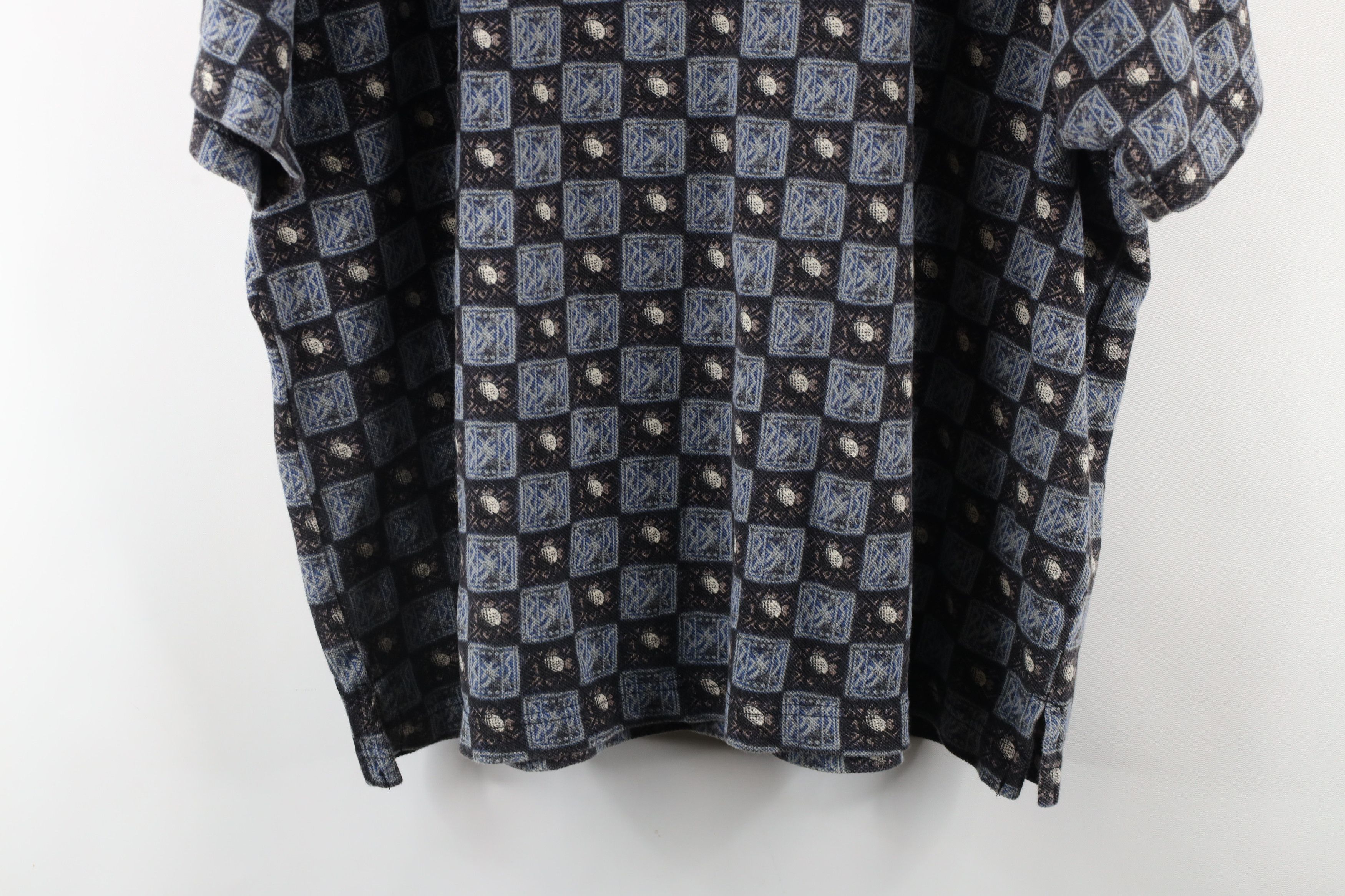 Vintage Vintage 90s Streetwear Checkered Over Print Polo Shirt Size US XL / EU 56 / 4 - 8 Thumbnail