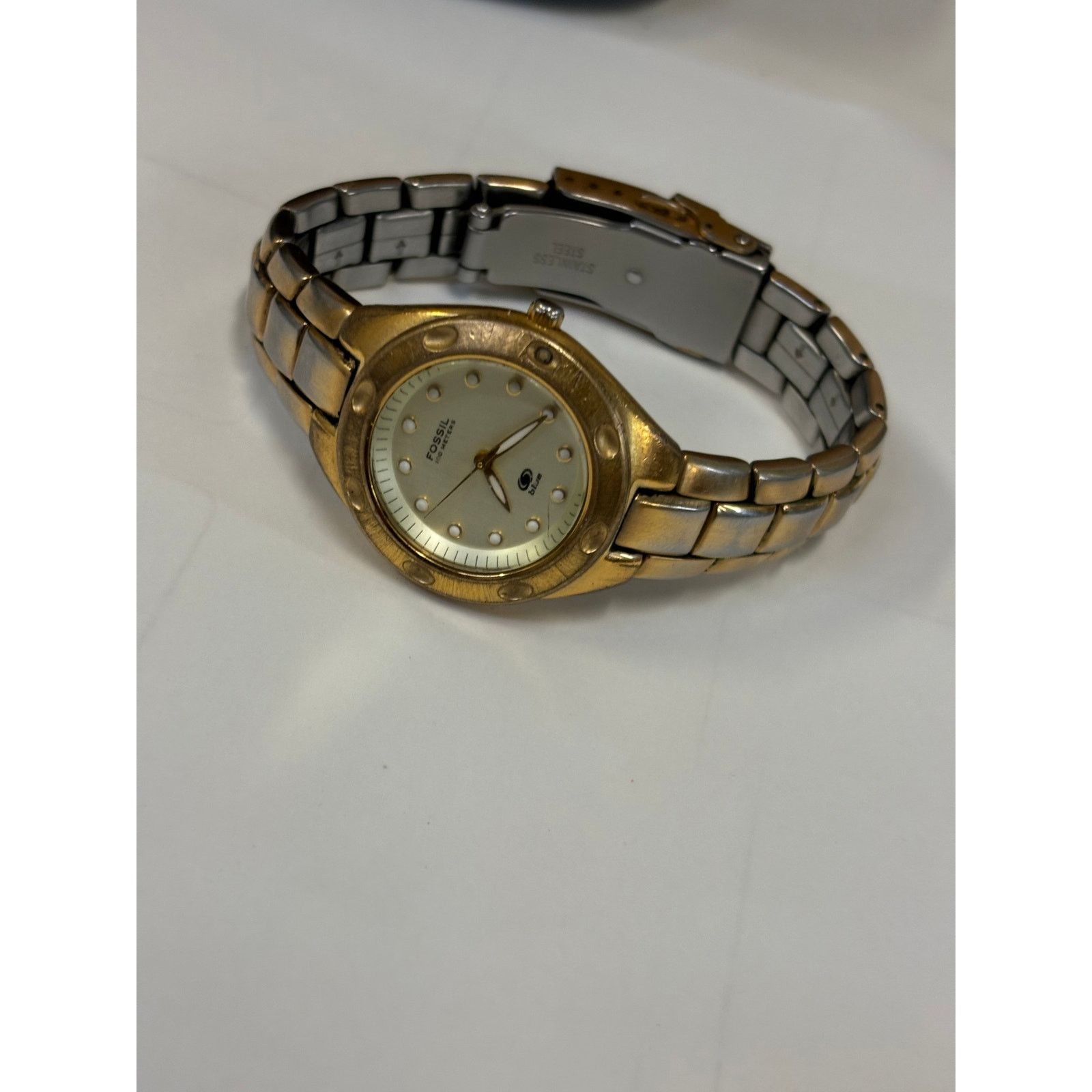 Fossil Vintage Fossil Blue AM-3357 Gold Tone Womens Watch! Size ONE SIZE - 6 Thumbnail