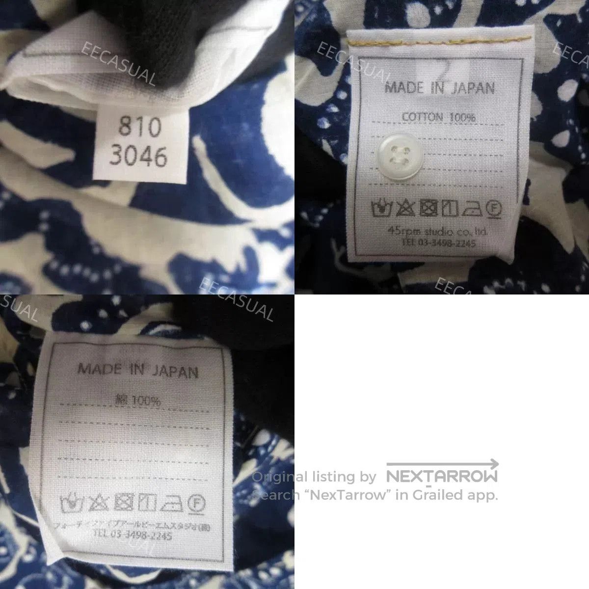 45rpm Handmade Indigo Print Shirt from India. Size M / US 6-8 / IT 42-44 - 9 Thumbnail