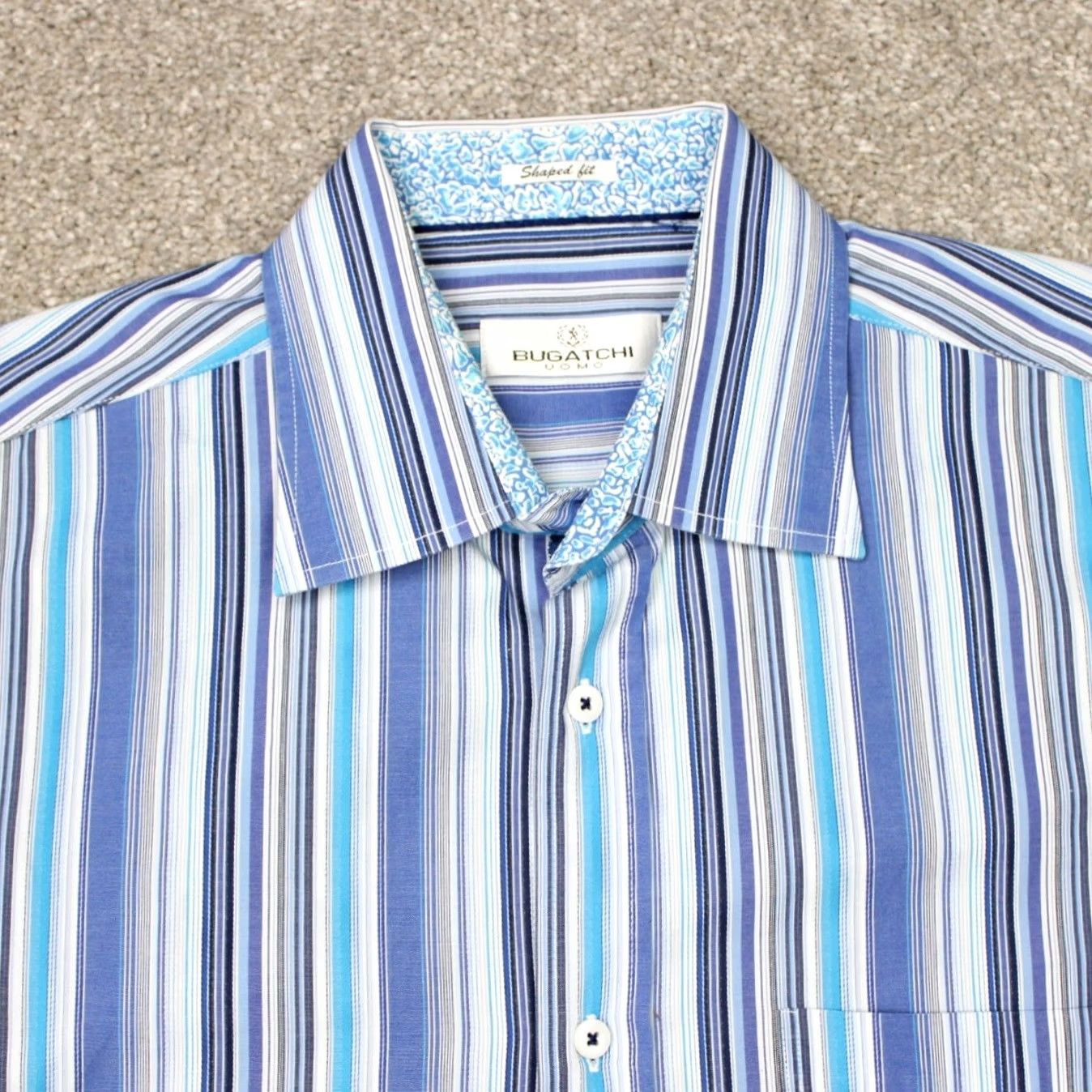 BUGATCHI Bugatchi Uomo Button-Up Shirt Mens XL Blue Striped Cotton Long Sleeve Relaxed Fit Button-Down Shirt Size US XL / EU 56 / 4 - 4 Thumbnail
