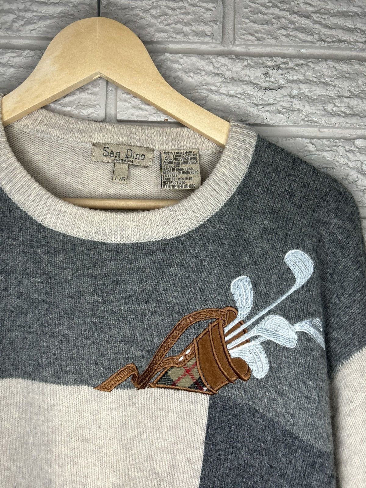 Vintage Vintage 90s Golf Embroidered Lambswool Knit Sweater Rare Size US L / EU 52-54 / 3 - 2 Thumbnail