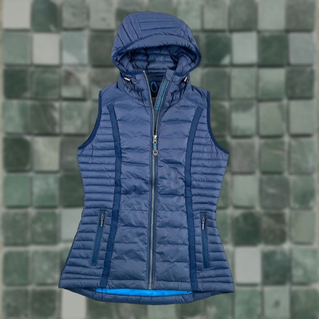 Vintage VINTAGE? No — Kuhl Projekt Goose Down Hooded Vest Women XS Blue Full Zip Pockets Warm Size XS / US 0-2 / IT 36-38 - 1 Thumbnail