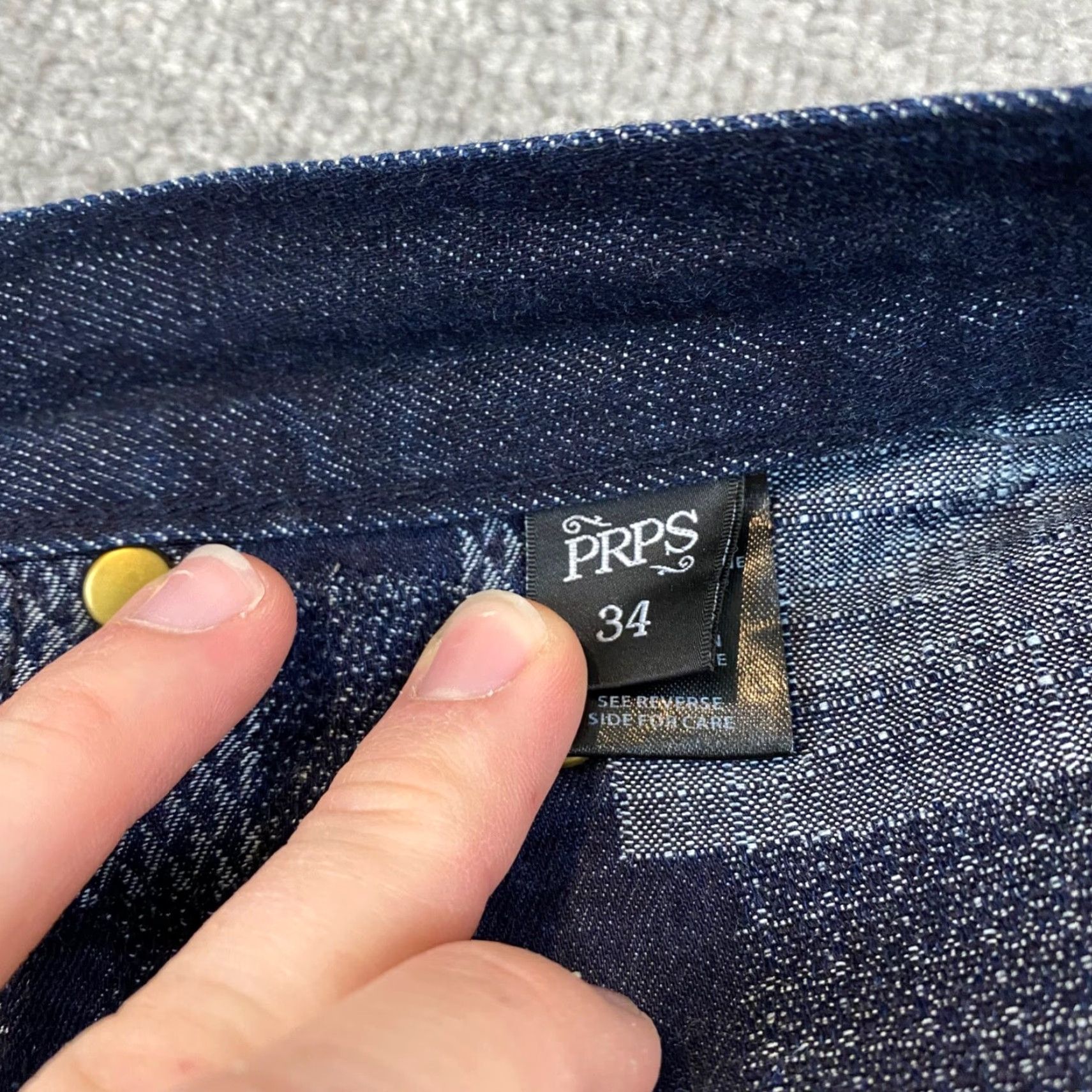 Prps PRPS Demon Jeans Mens 34x26 Blue Dark Wash Denim Pants Button Fly 5-Pocket Regular Size US 34 / EU 50 - 2 Thumbnail
