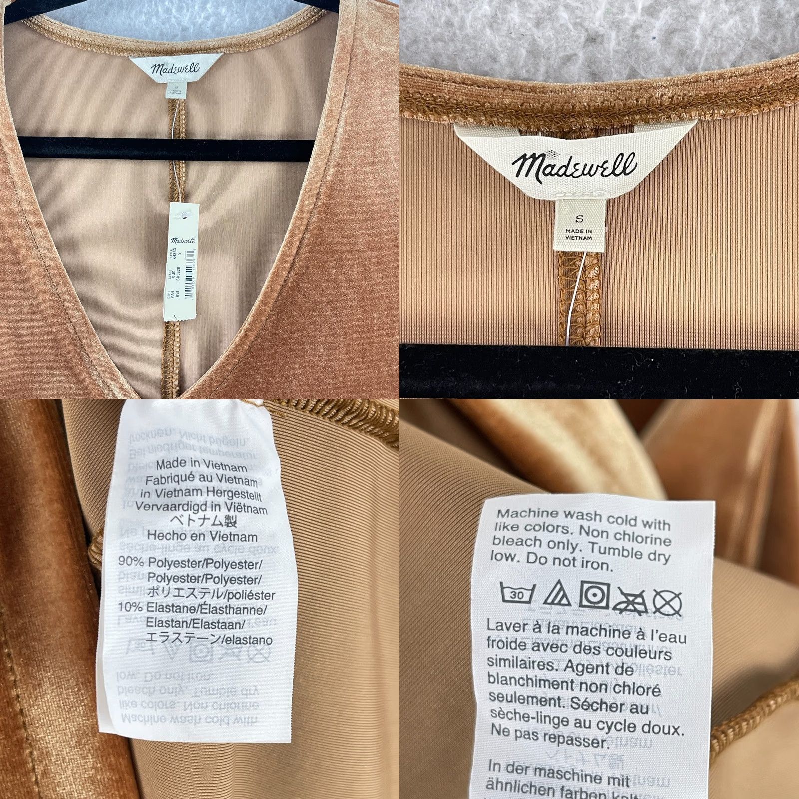 Madewell Madewell Velvet Balloon Sleeve Dress Womens Small Gold V-Neck Pullover Comfy Size S / US 4 / IT 40 - 8 Thumbnail