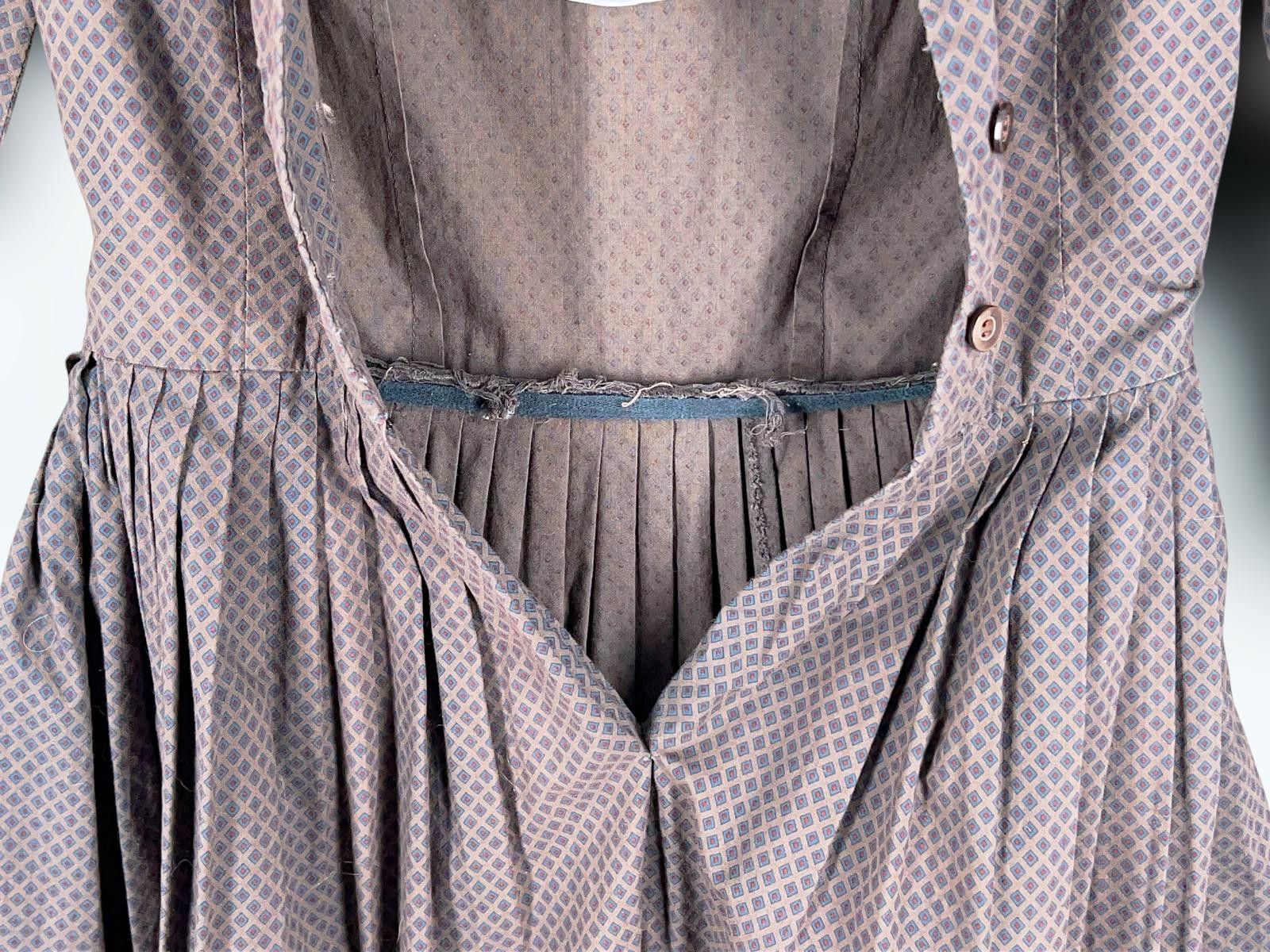 Designer 1950s Cotton Day Dress Flared Skirt 50s Size 10 Size L / US 10 / IT 46 - 9 Thumbnail