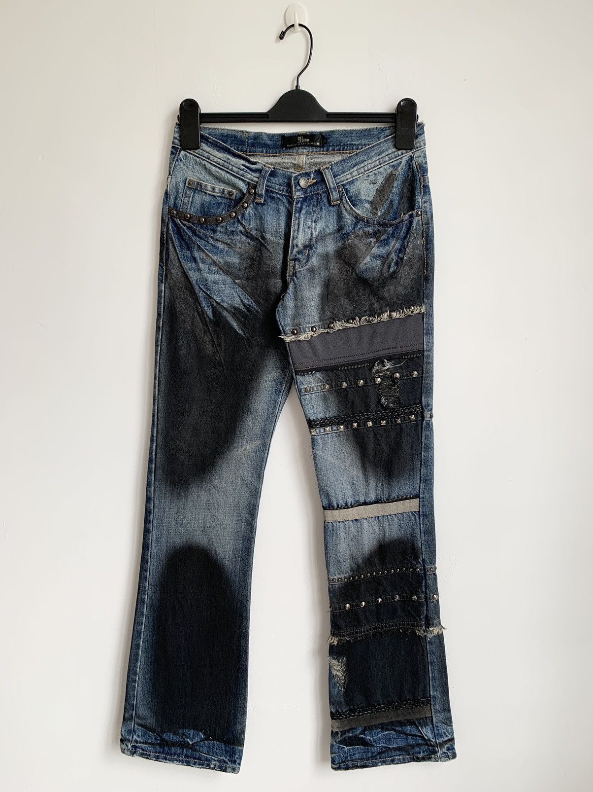 Japaneselabel Y2K MIDAS glitterJeans bl2（Mursaki V2 Stripe