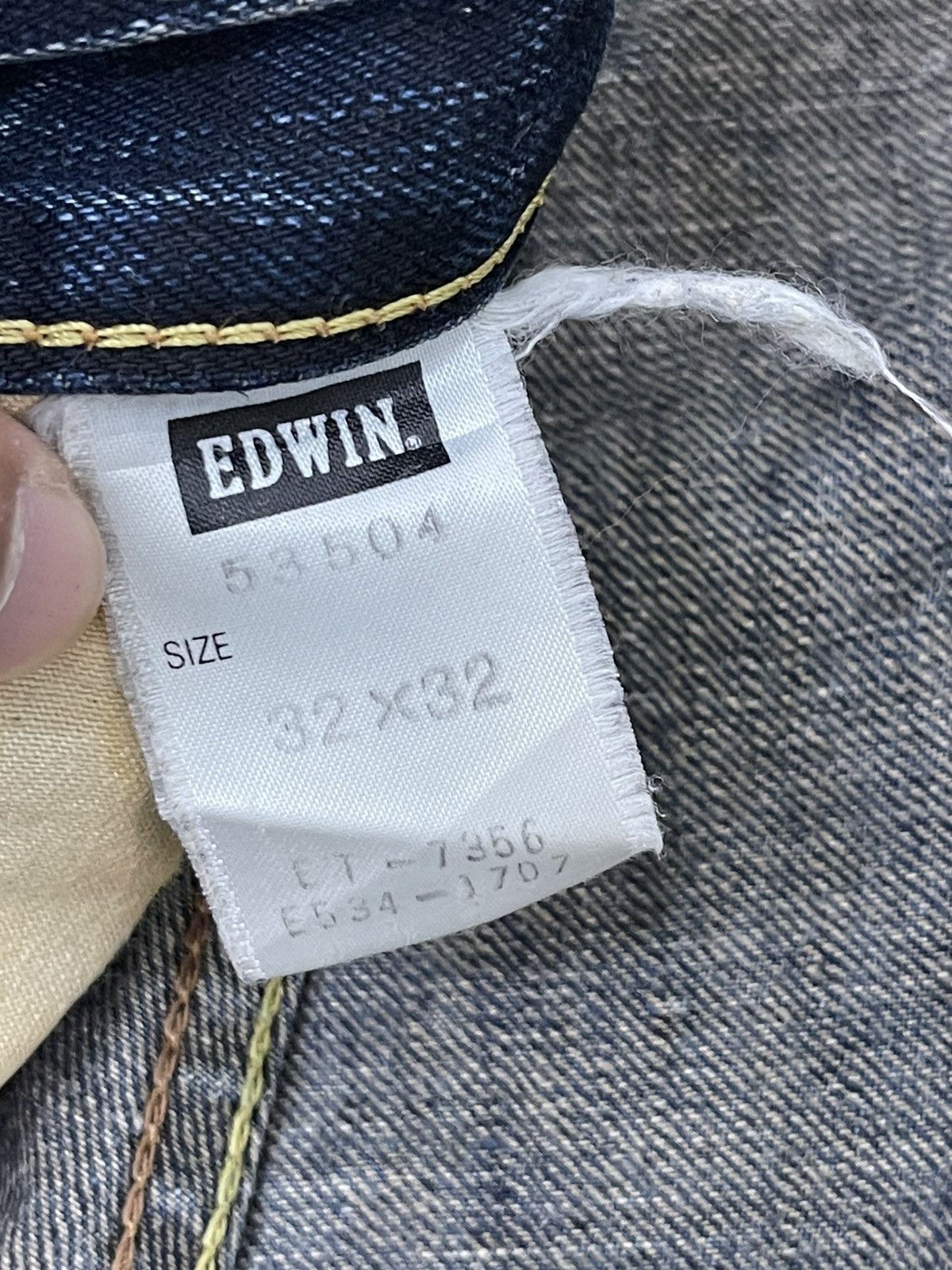 Edwin Distress Patchwork Edwin Japan Faded Acid Wash Loose 7🟦4 Size US 35 - 20 Thumbnail