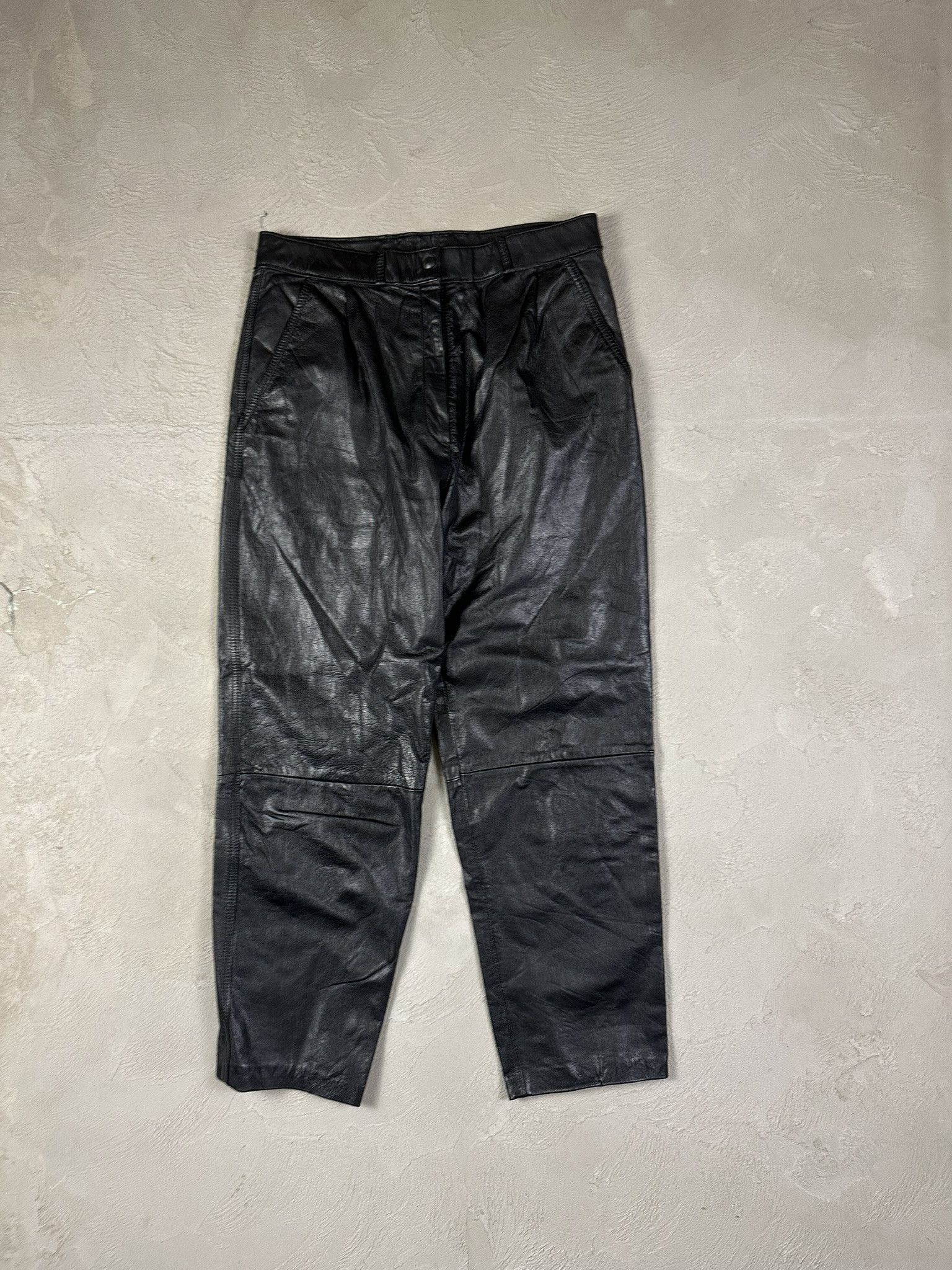 Genuine Leather 90s Vintage Leather Oversized Pants Size US 32 / EU 48 - 1 Thumbnail