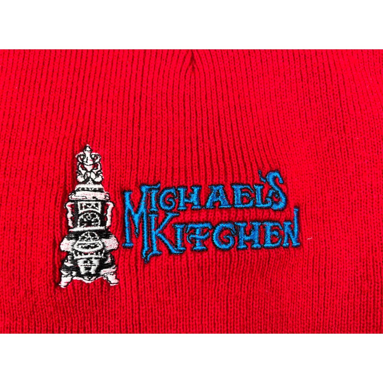 Vintage Capamerica Michael's Kitchen Beanie Toque Adult One Size Red Knit 100% Acrylic Restaurant Hat/Cap Unisex Adults Beanie Size ONE SIZE - 2 Thumbnail