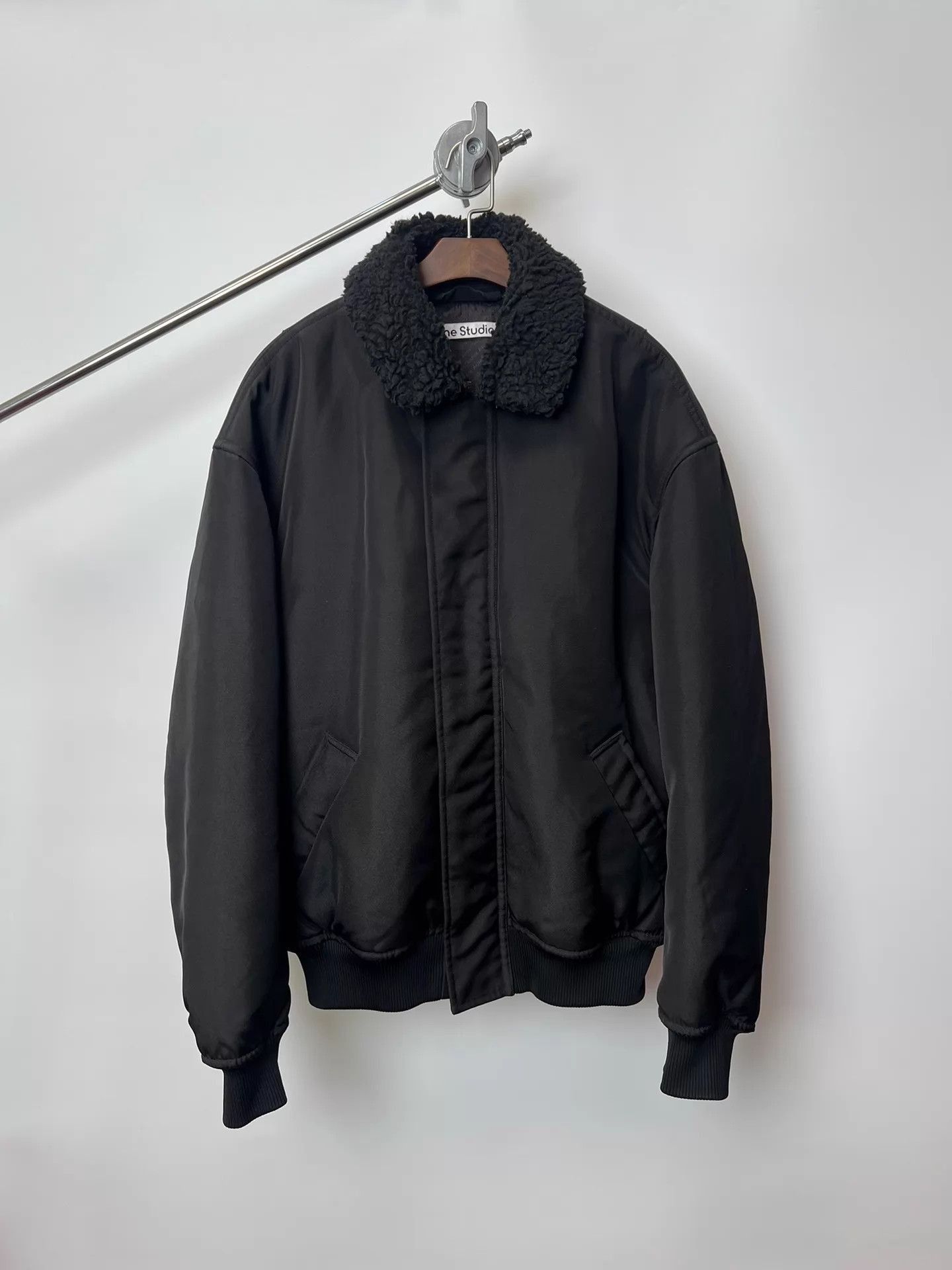 Acne Studios Black Fuzzy Collar Bomber Jacket Size L Size US L / EU 52-54 / 3 - 1 Thumbnail