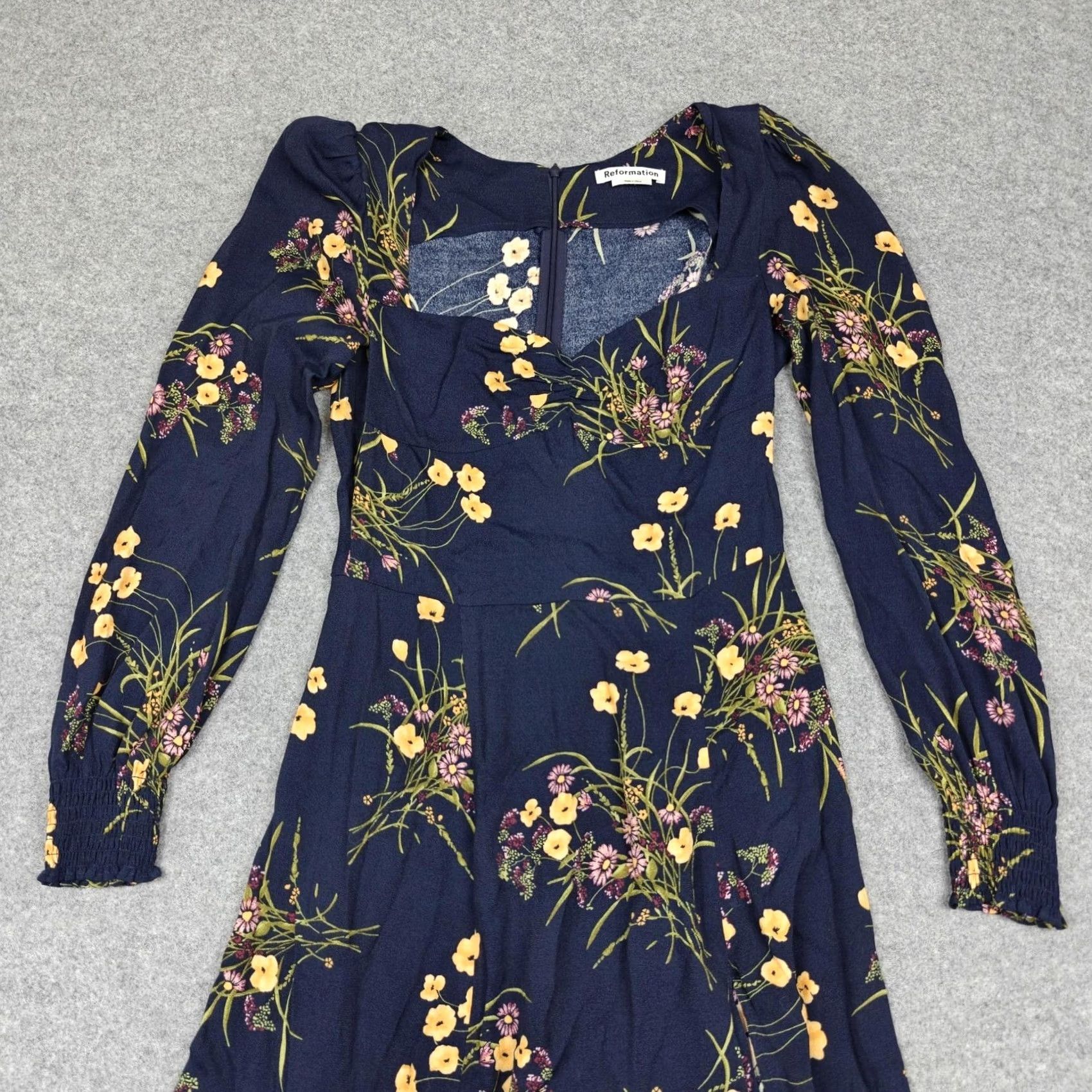 Reformation Reformation Dress Womens Blue Floral Sweetheart Puff Sleeve Fit & Flare Maxi 6 Size M / US 6-8 / IT 42-44 - 3 Thumbnail