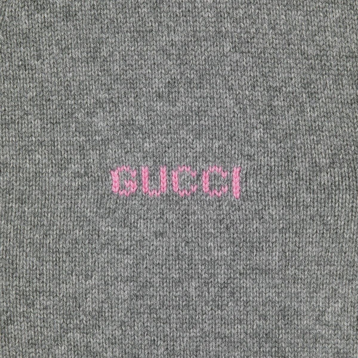 Gucci o1s1wg110925 Wool Cashmere Cardigan With Intarsia in Grey Size US XS / EU 42 / 0 - 7 Thumbnail