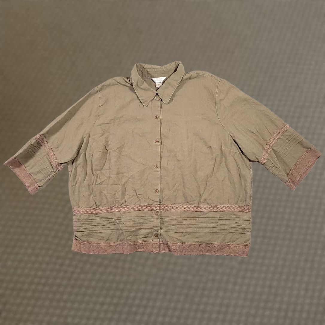 Vintage VINTAGE CJ Banks Womens Shirt 3X Beige Linen Blend 3/4 Sleeve Button Up Womens Size XXL / US 16-18 / IT 52-54 - 1 Thumbnail